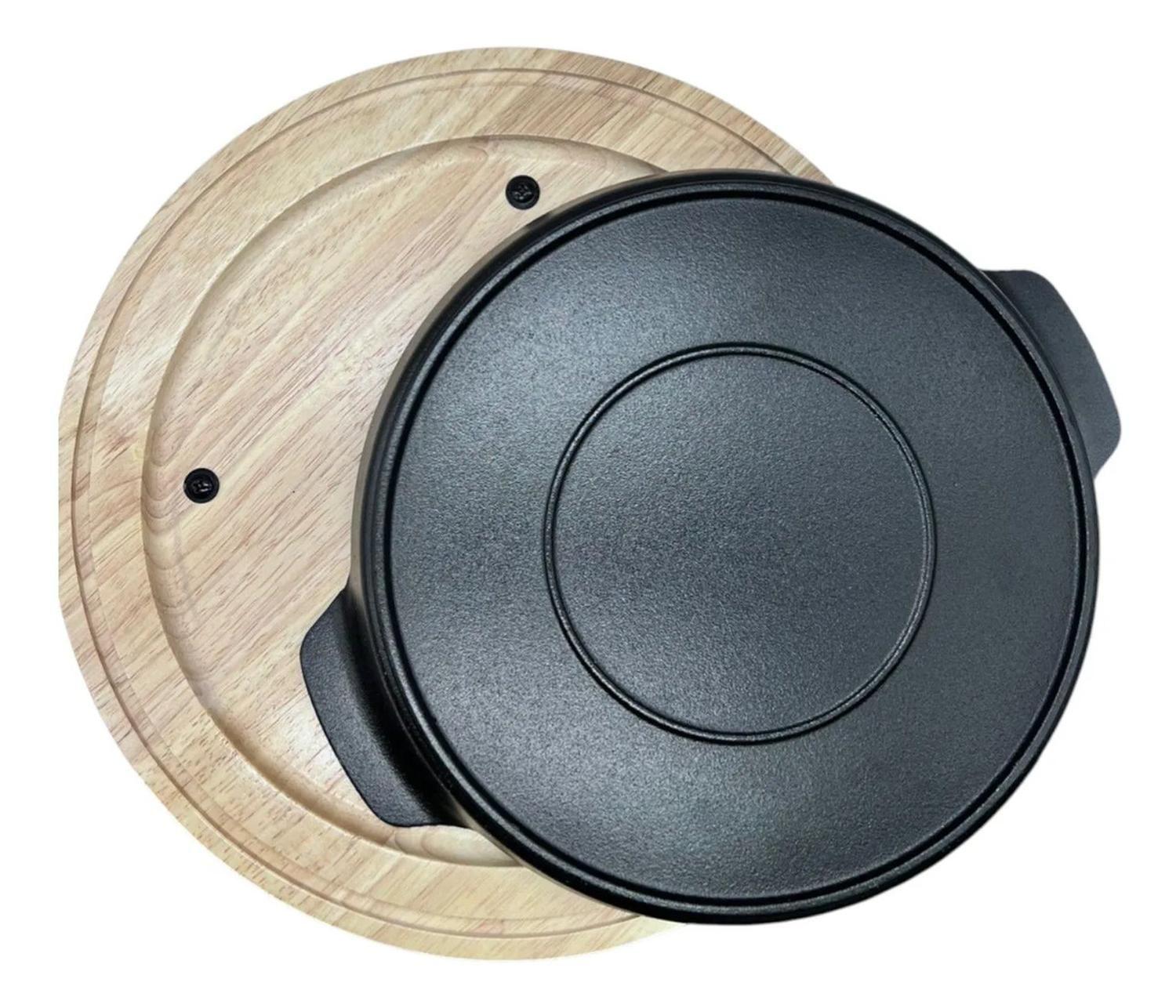 Bandeja Tabla Placa Para Carnes Con Base Bambu M7 Negro-3