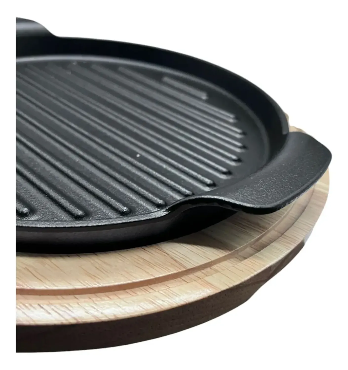 Bandeja Tabla Placa Para Carnes Con Base Bambu M7 Negro-4