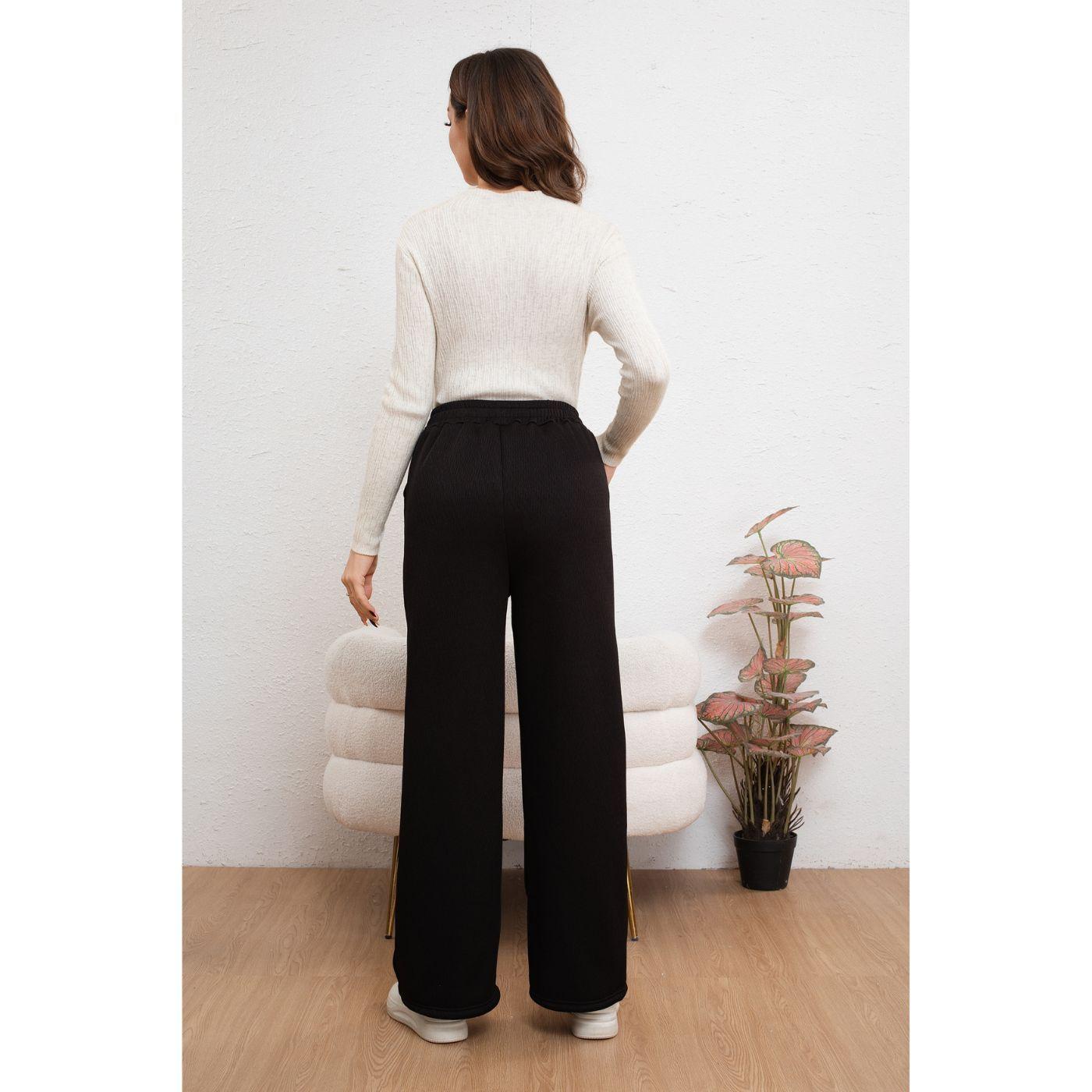 Pantalón Mujer Ancho Wide Leg Forro Piel Térmico Premium 7124-2