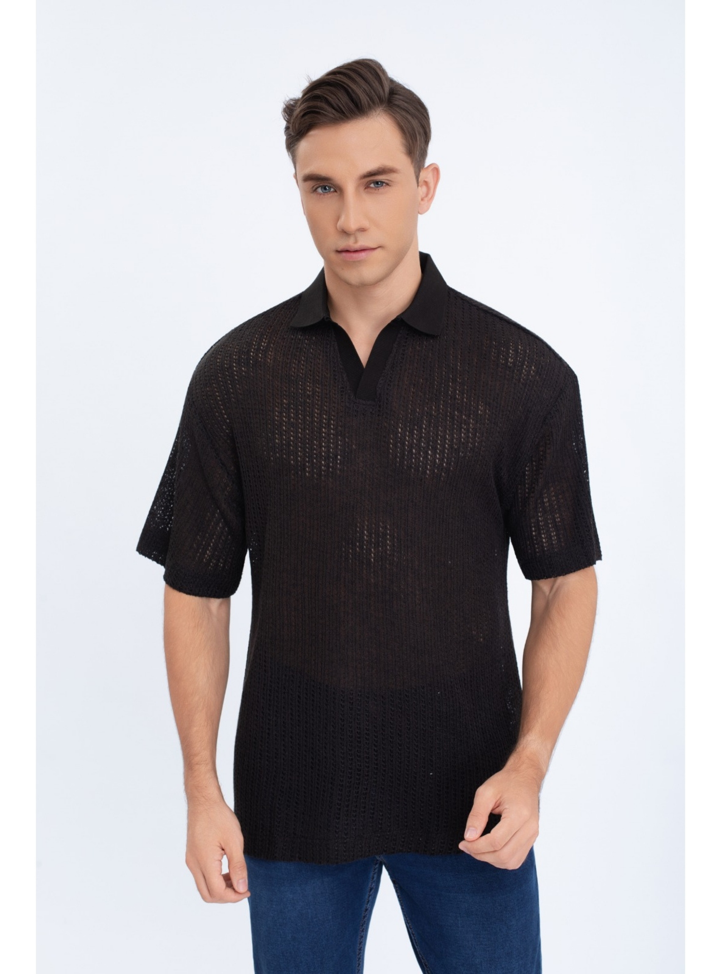 Polera Hombre Manga Corta Tejida Estilo Casual Con Cuello 0177-2