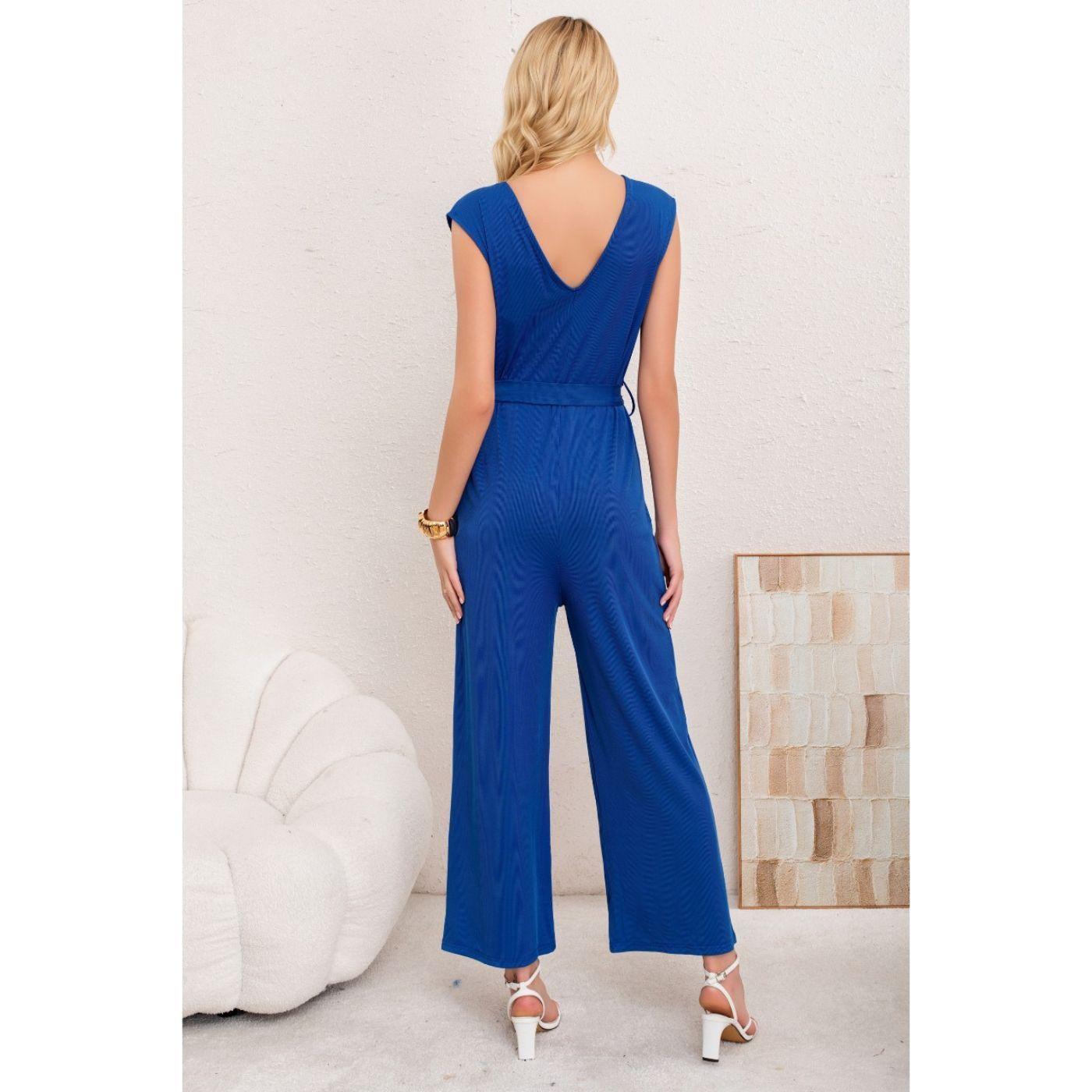 Enterito Mujer Verano Acanalado Escote V Sin Manga Colores 3375-2