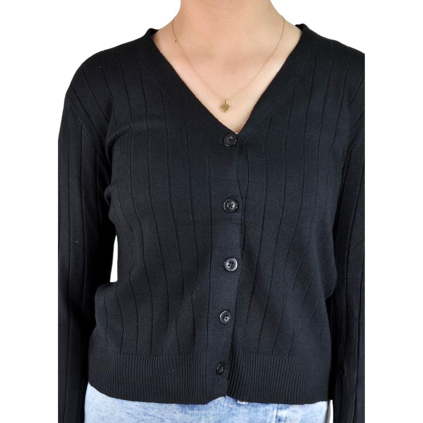 Sweater Mujer Cardigan Botones Otoño Cuello V Diseño 6009-4