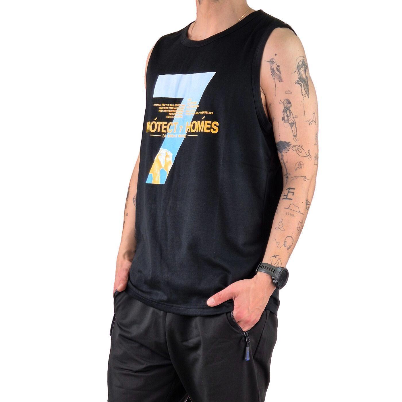 Polera Sin Manga Musculosa Hombre Diseño Colores 294-1