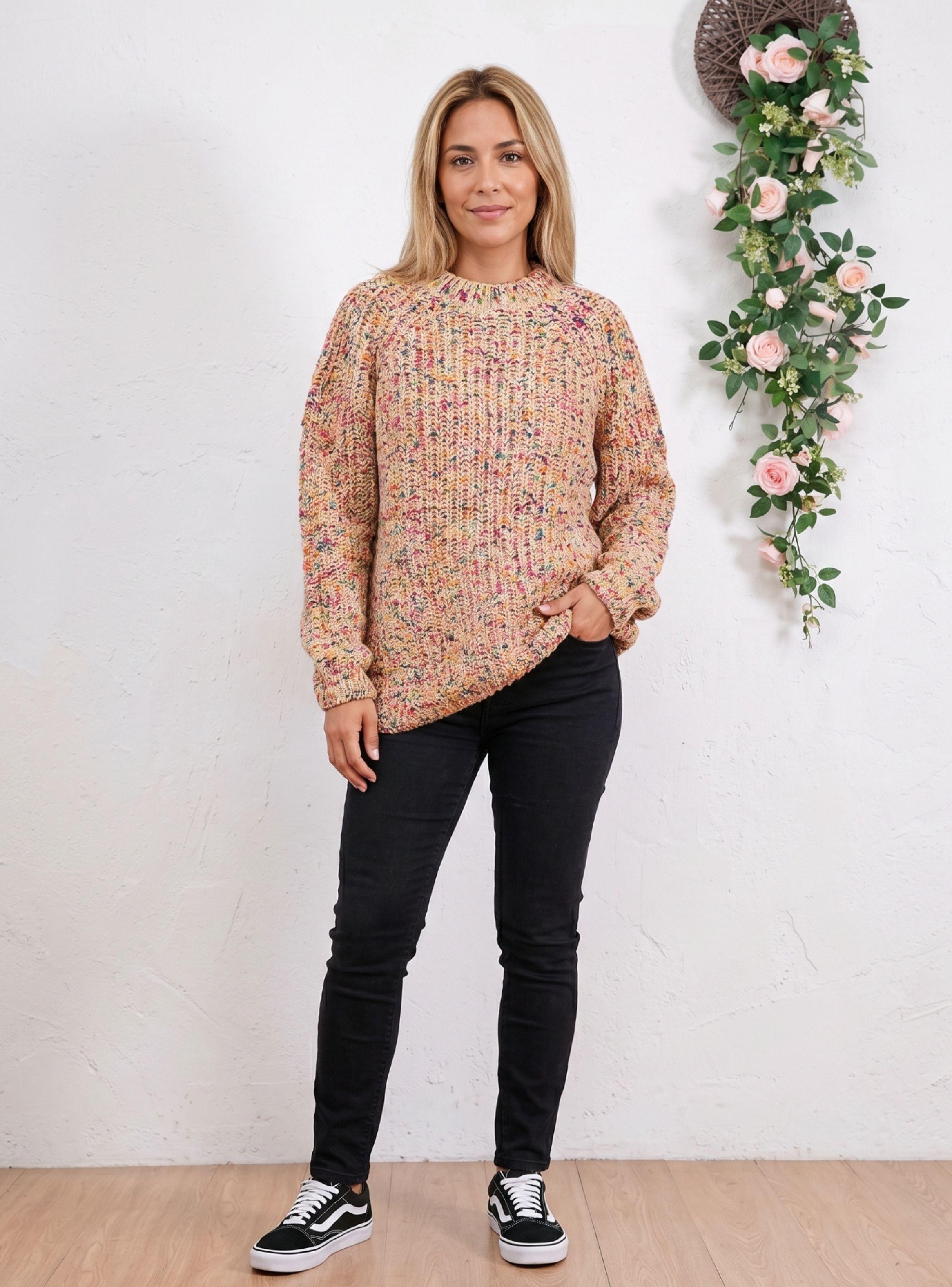 Sweater Lana Mujer Tejido Otoño Invierno Grueso Diseño Jaspeado 6869-0