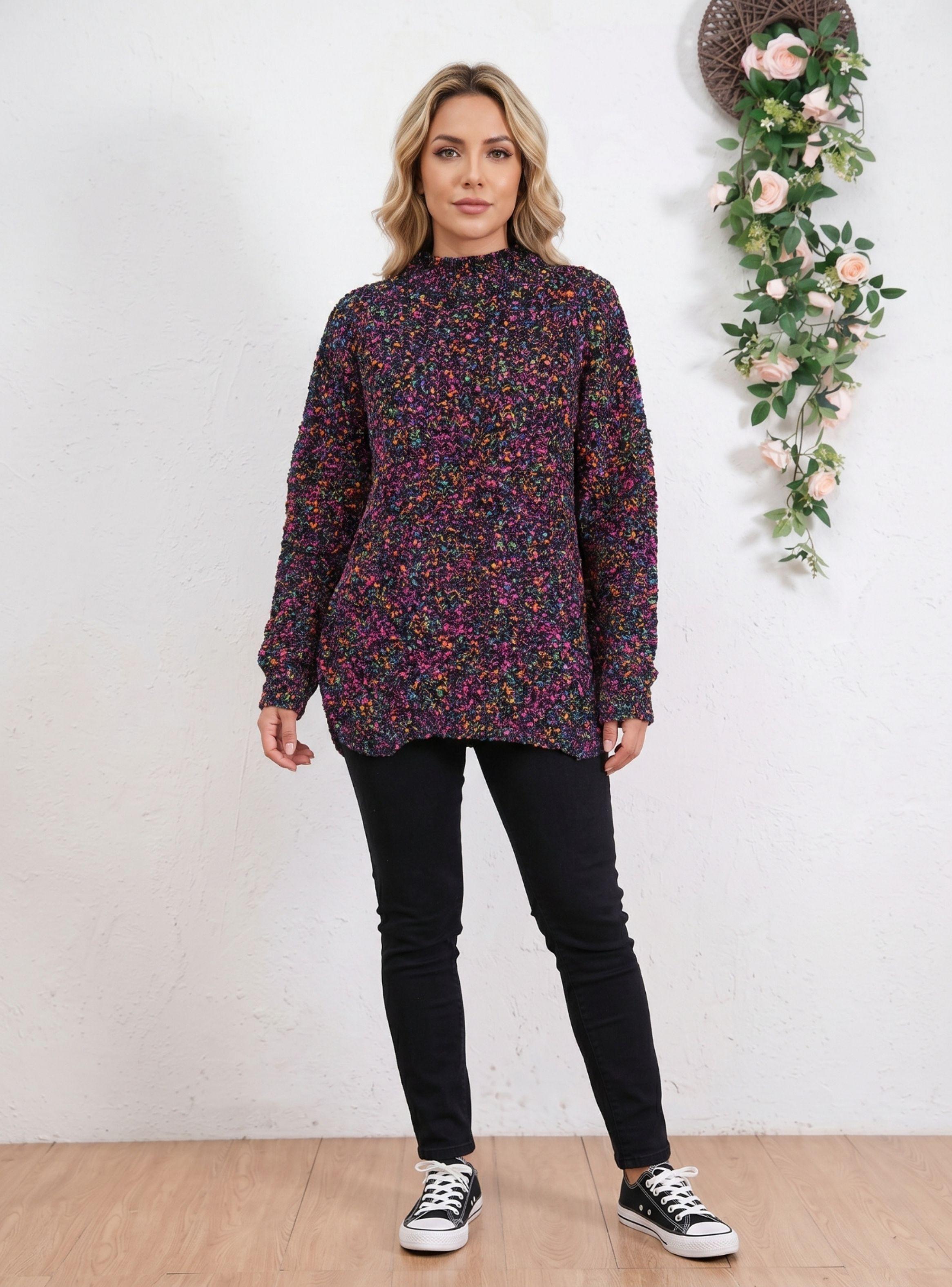 Sweater Lana Mujer Tejido Otoño Invierno Grueso Diseño Jaspeado 6869-0