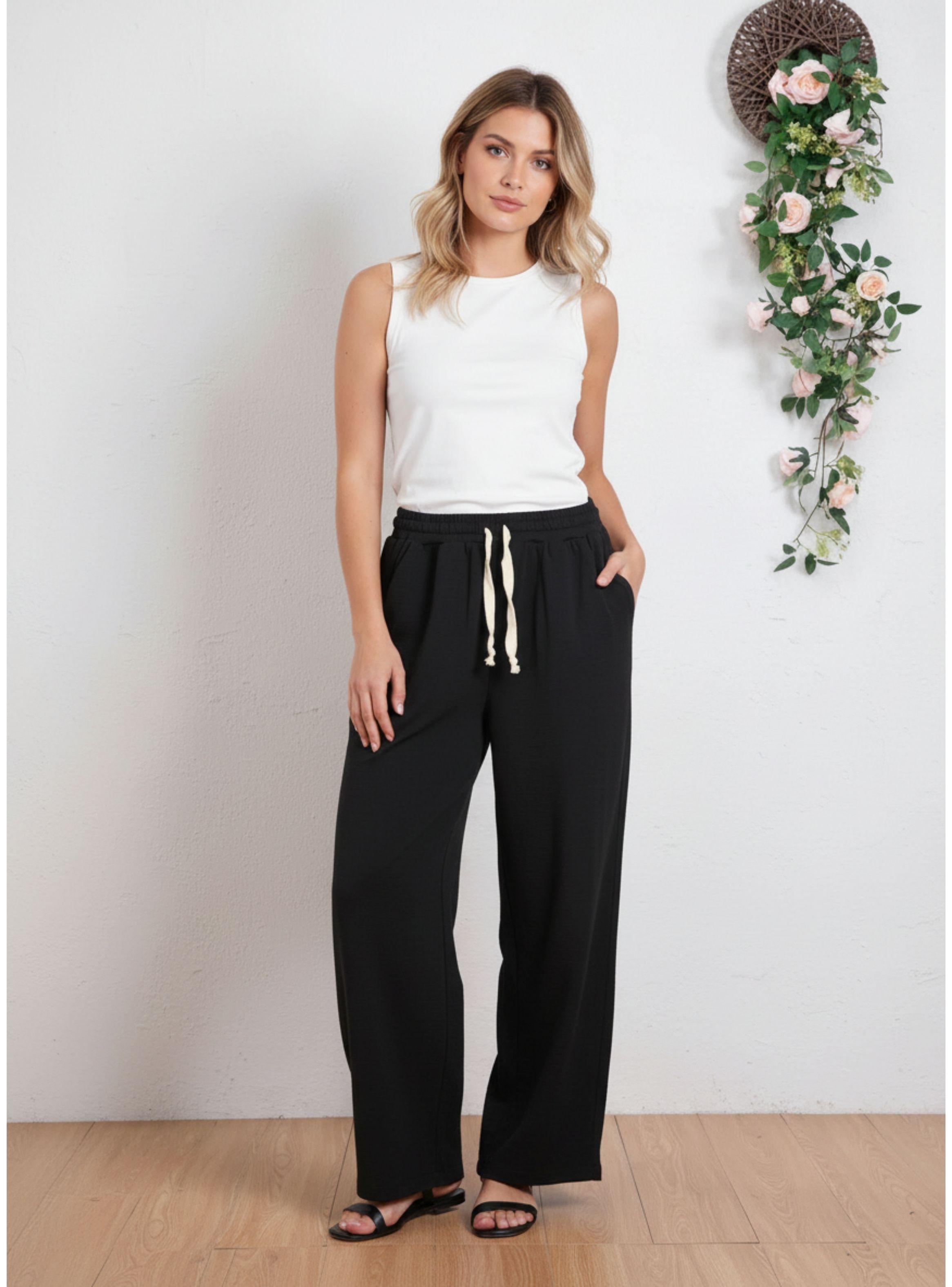 Pantalón Mujer Recto Casual Primavera Verano Algodón Tiro Alto 318-2