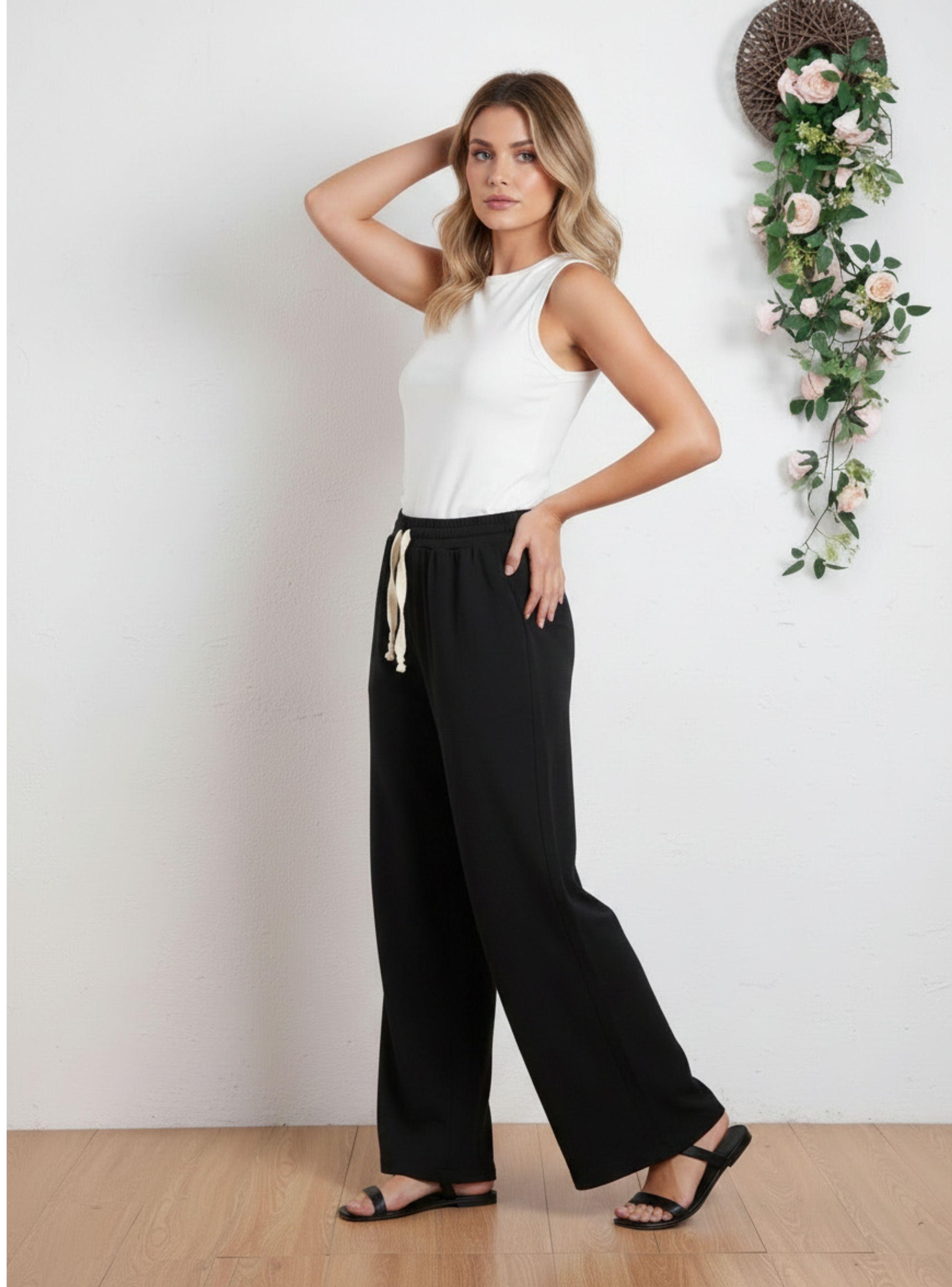 Pantalón Mujer Recto Casual Primavera Verano Algodón Tiro Alto 318-1