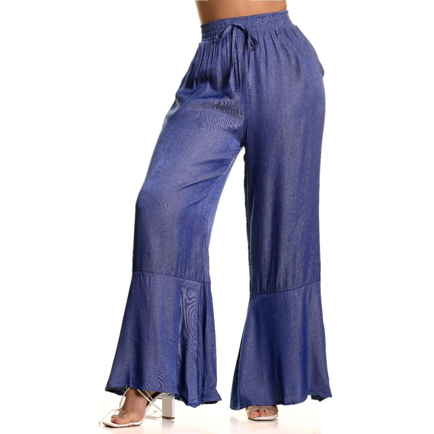 Pantalon Palazzo Mujer Liviano Excelente Calidad Tipo Jeans 3092-0