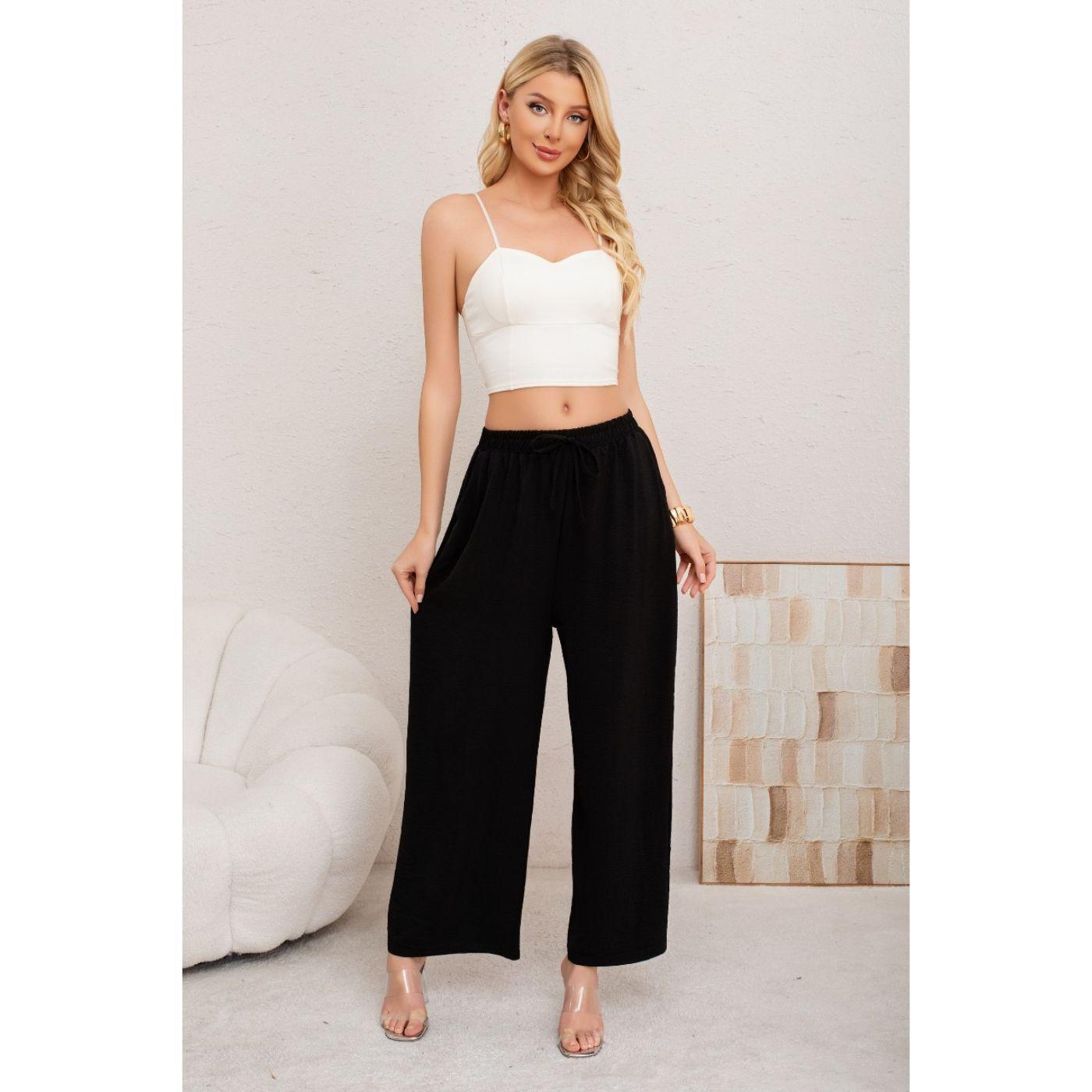 Pantalon Palazzo Algodon Mujer Tipo Lino Bota Ancha 3002-2