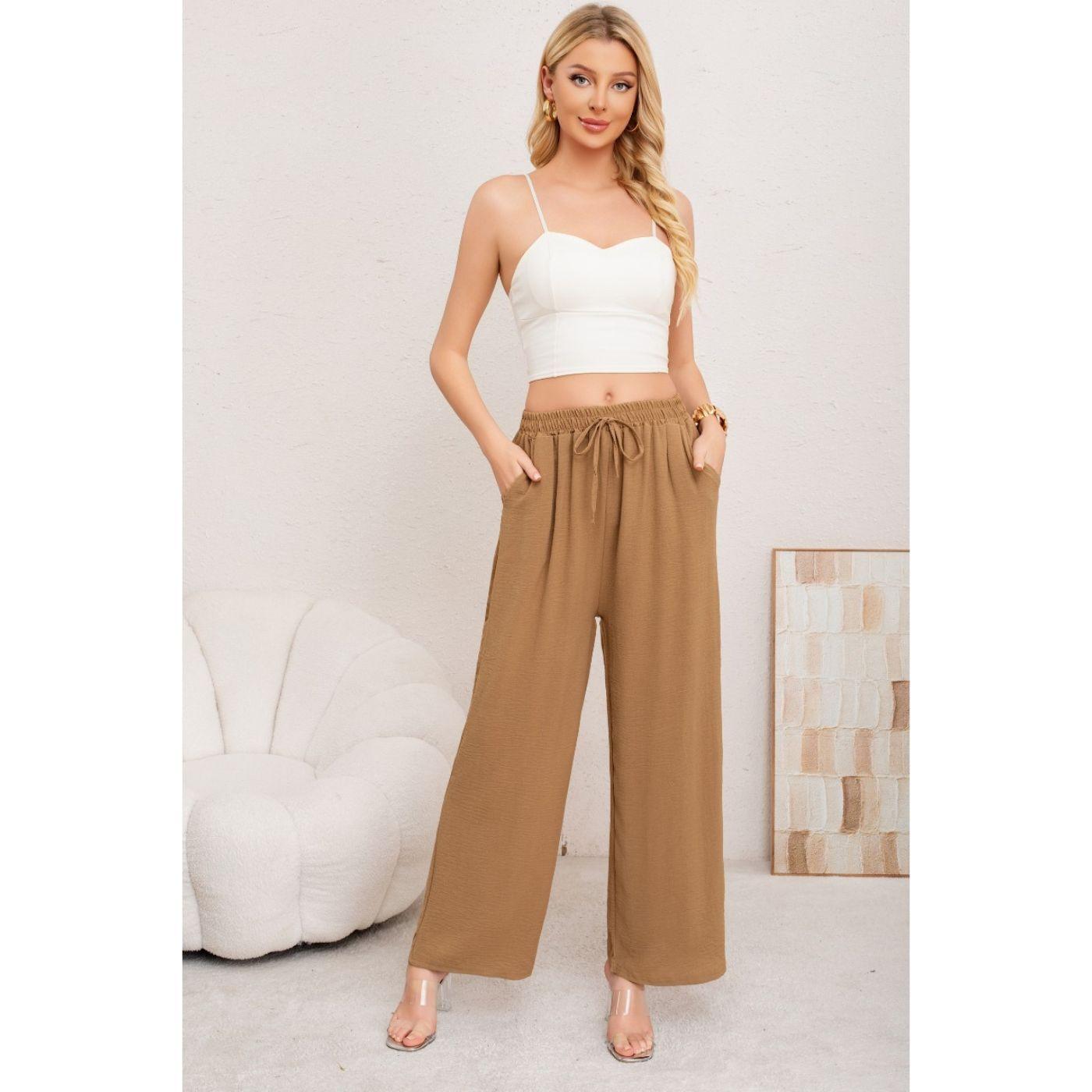 Pantalon Palazzo Algodon Mujer Tipo Lino Bota Ancha 3002-2