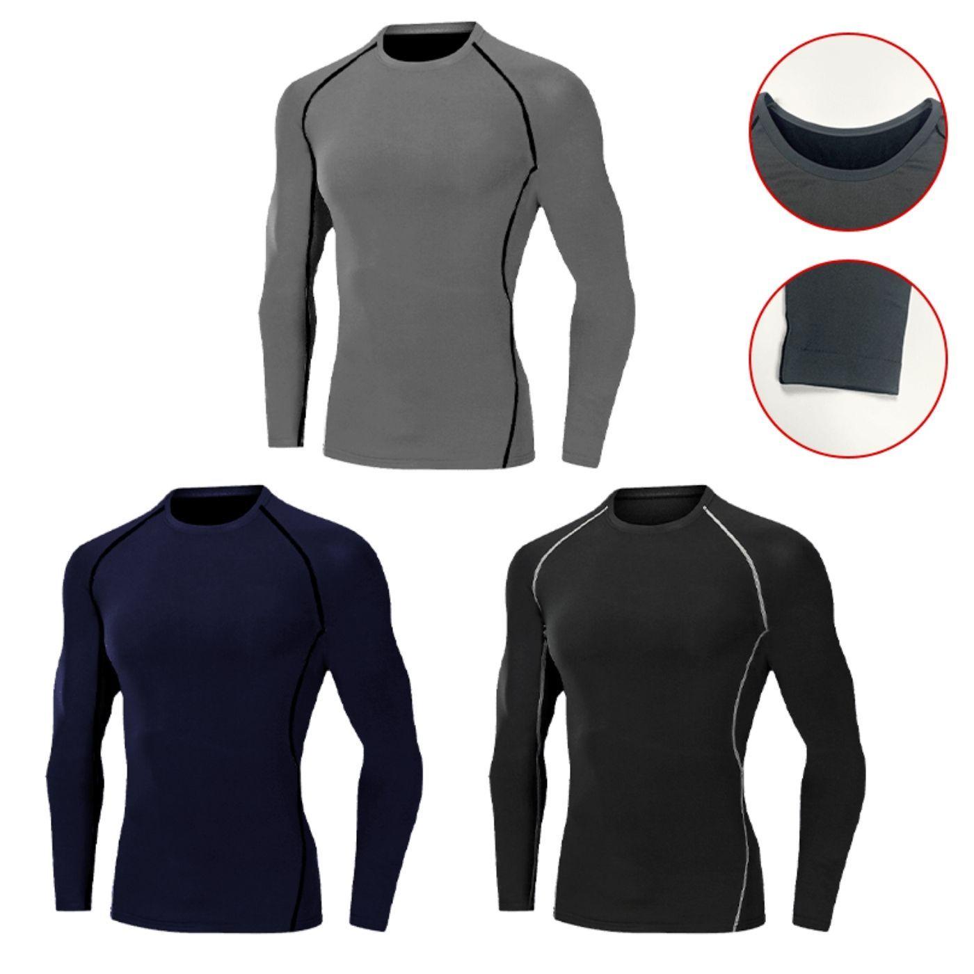 Camiseta Hombre Primera Capa Elasticada Manga Larga Deportiva 305-1