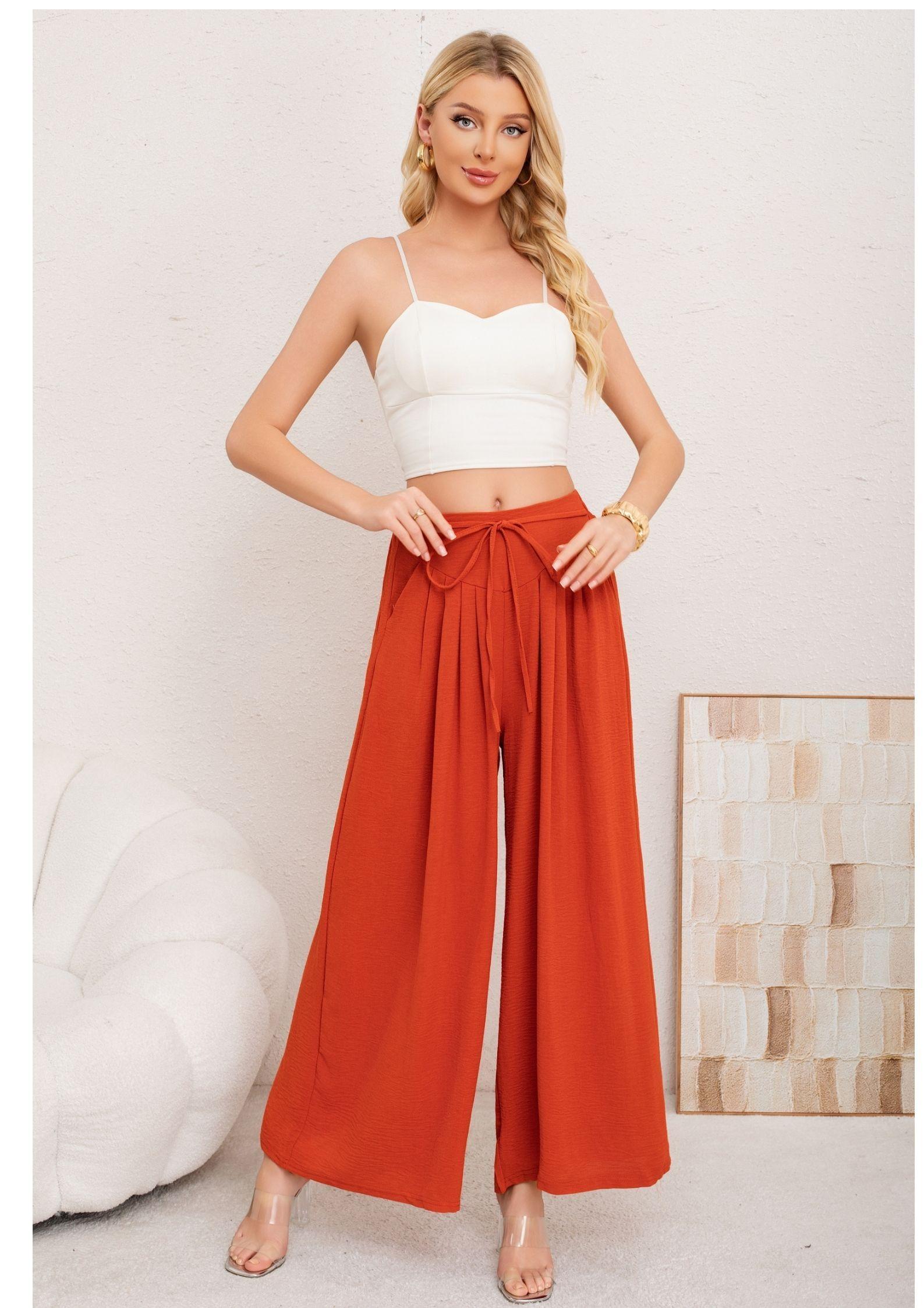 Pantalon Palazzo Algodon Mujer Tipo Lino Casual Semi Formal 3001-0