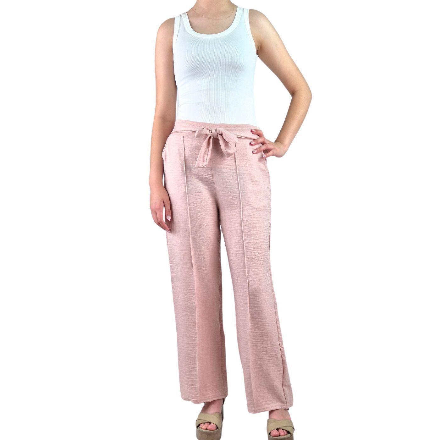 Pantalon Palazzo Mujer Tipo Lino Casual Semi Formal Tiro Alto 890-3
