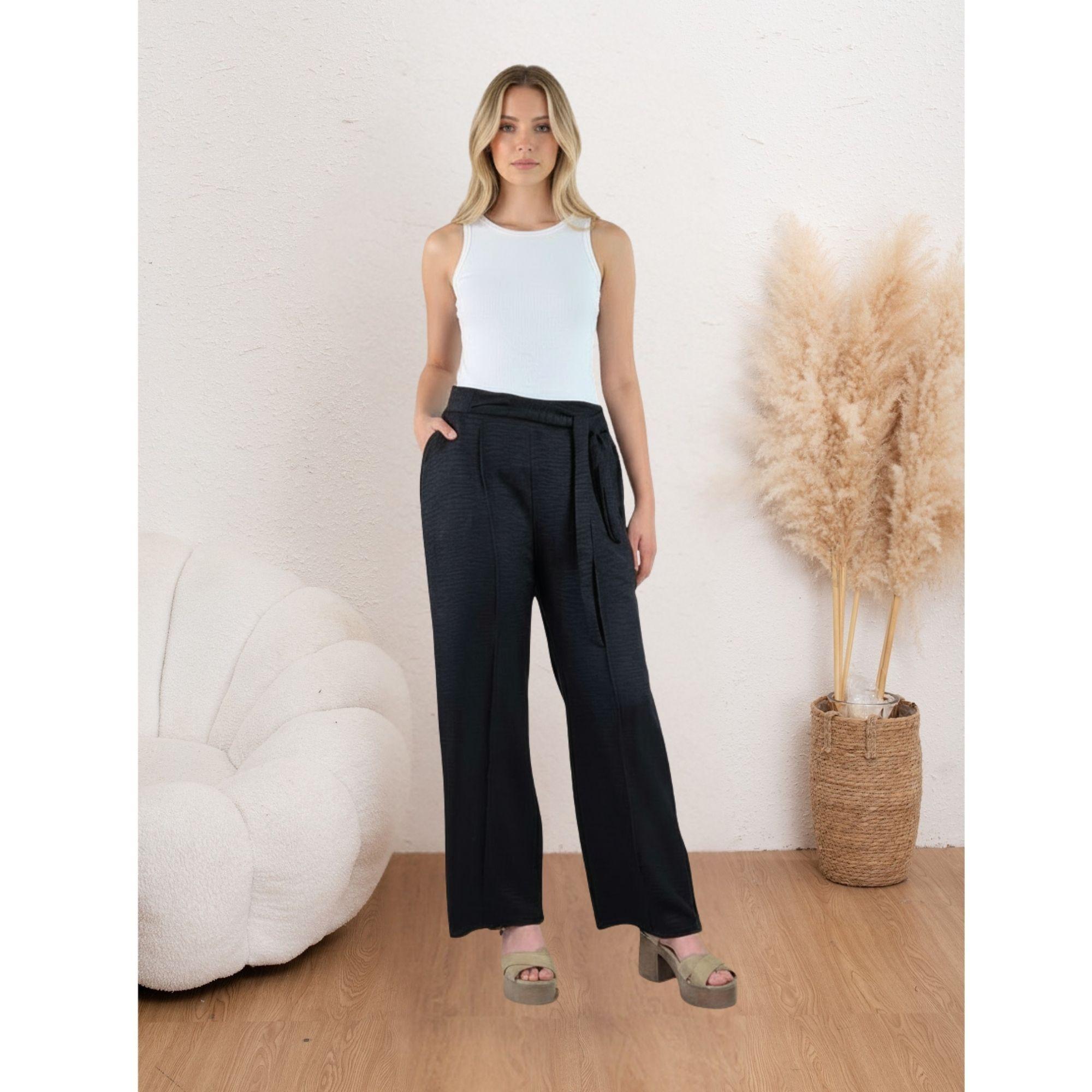 Pantalon Palazzo Mujer Tipo Lino Casual Semi Formal Tiro Alto 890-2