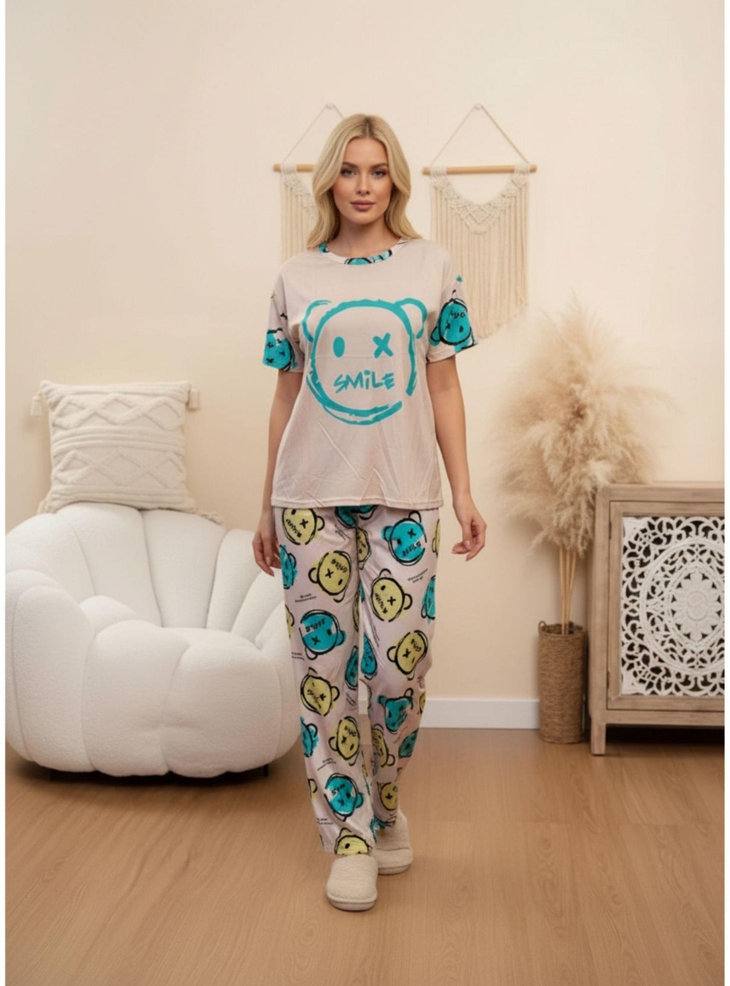 Conjunto 3 piezas Pijama Mujer Short Pantalón Polera Manga Corta 200-2