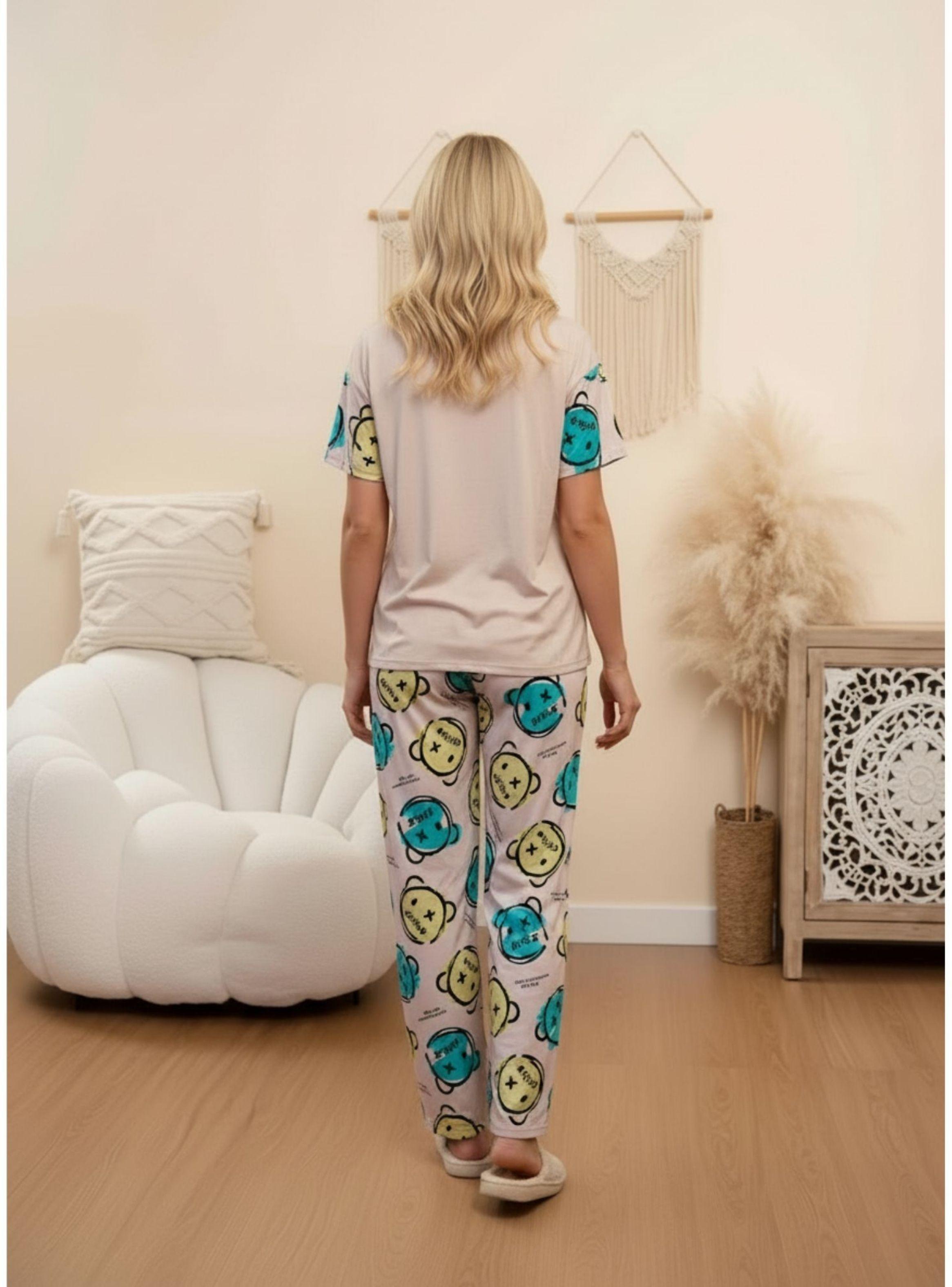 Conjunto 3 piezas Pijama Mujer Short Pantalón Polera Manga Corta 200-3