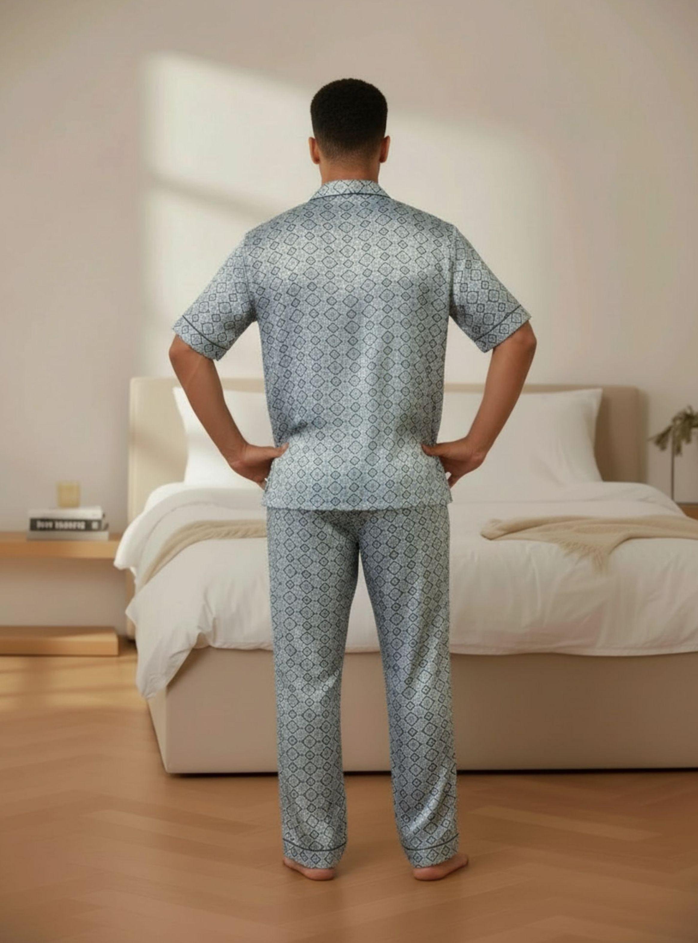 Pijama Hombre Verano Pantalón Y Polera Manga Corta Con Botones 8888-2