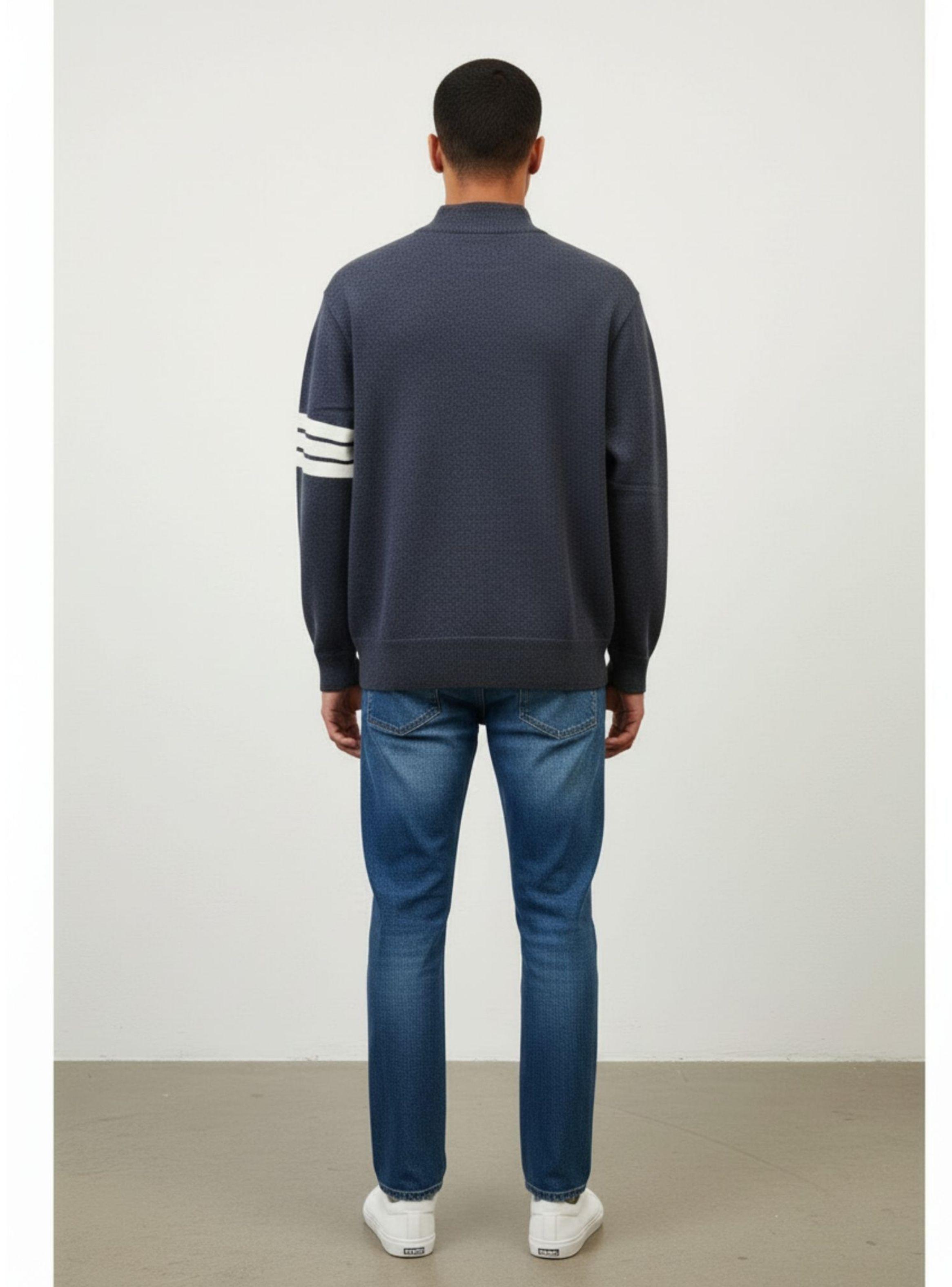 Sweater Frisado Hombre Cuello Subido Líneas 1375-2