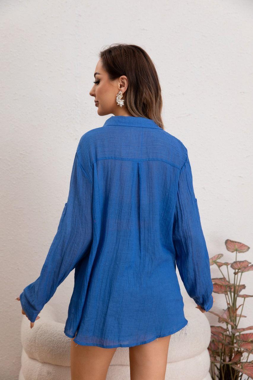 Blusa Mujer Lino Algodón Premium Liviana Botones Tendencia 8054-3