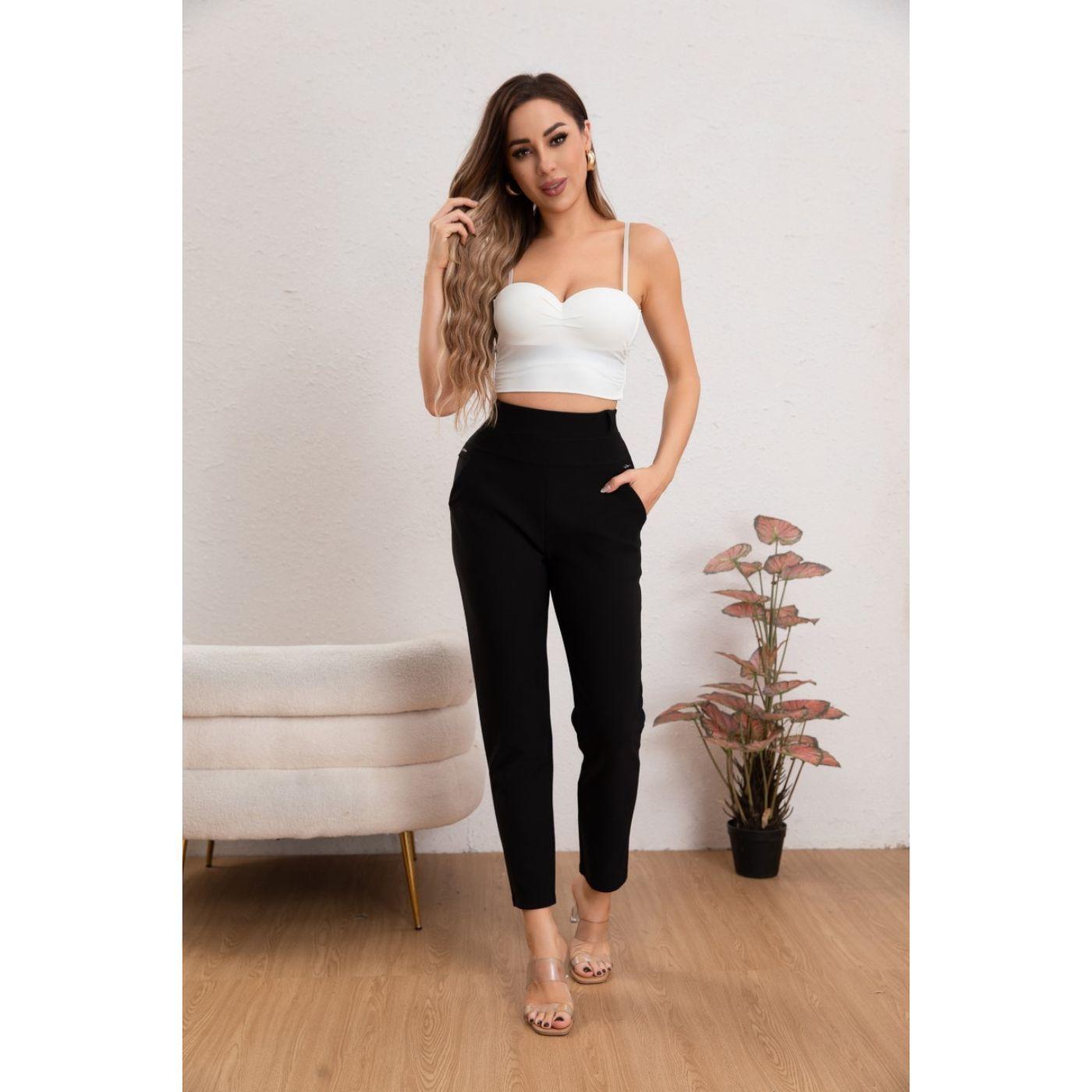 Pantalón Vestir Mujer Semi Formal Calza Pitillo Tiro Alto 7007-2