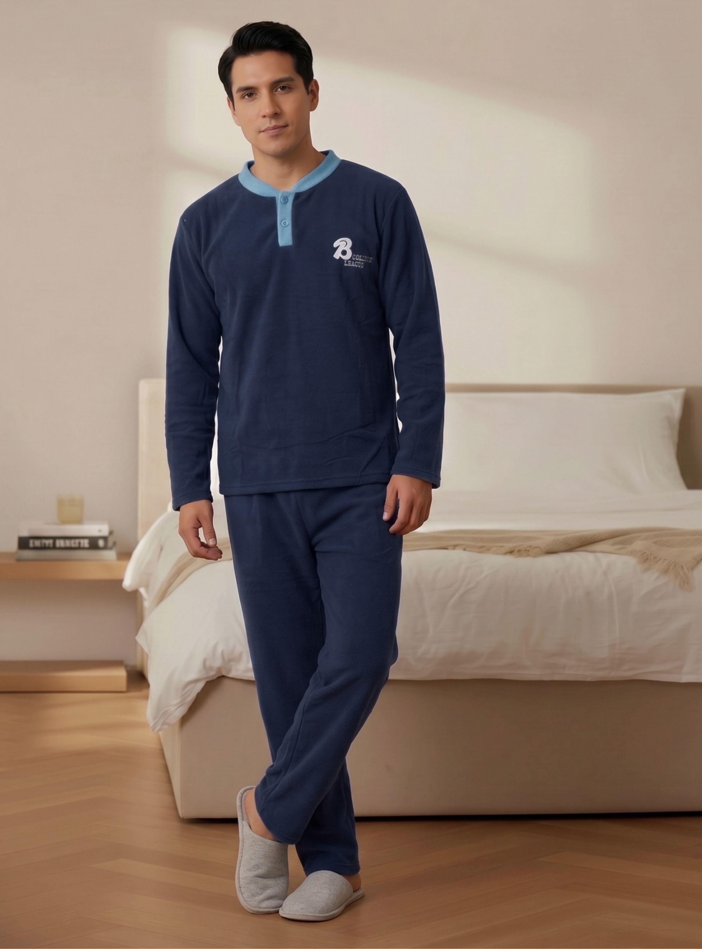Pijama Polar Hombre Invierno 2 Piezas Calidad Premium Liso 4064-0