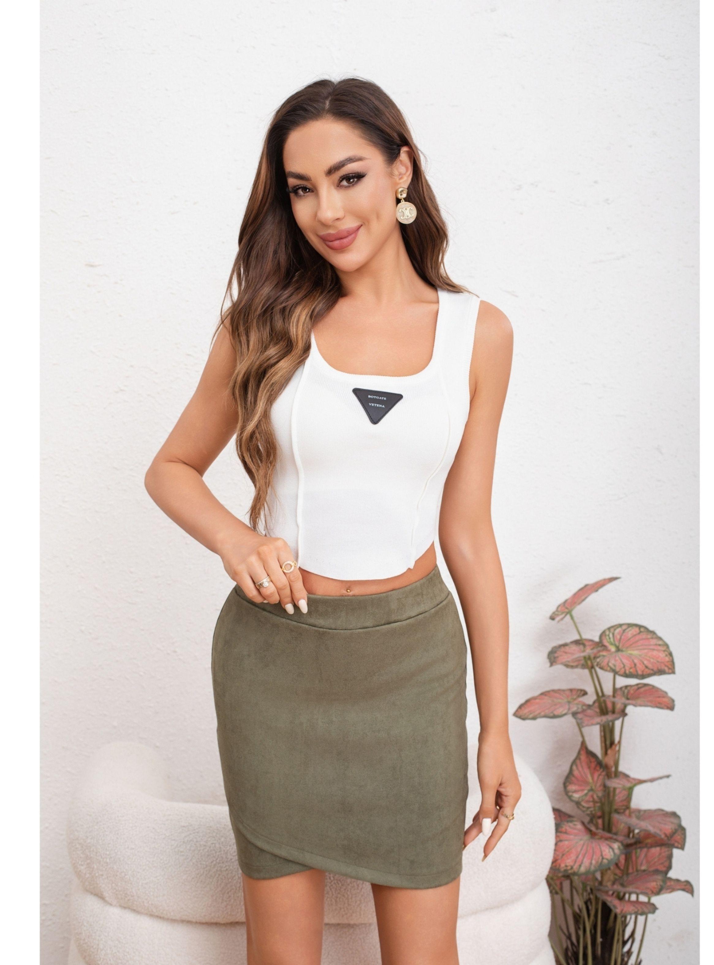 Mini Falda Corta Mujer Juvenil Casual Tiro Alto Cruzada Moda 0123-0