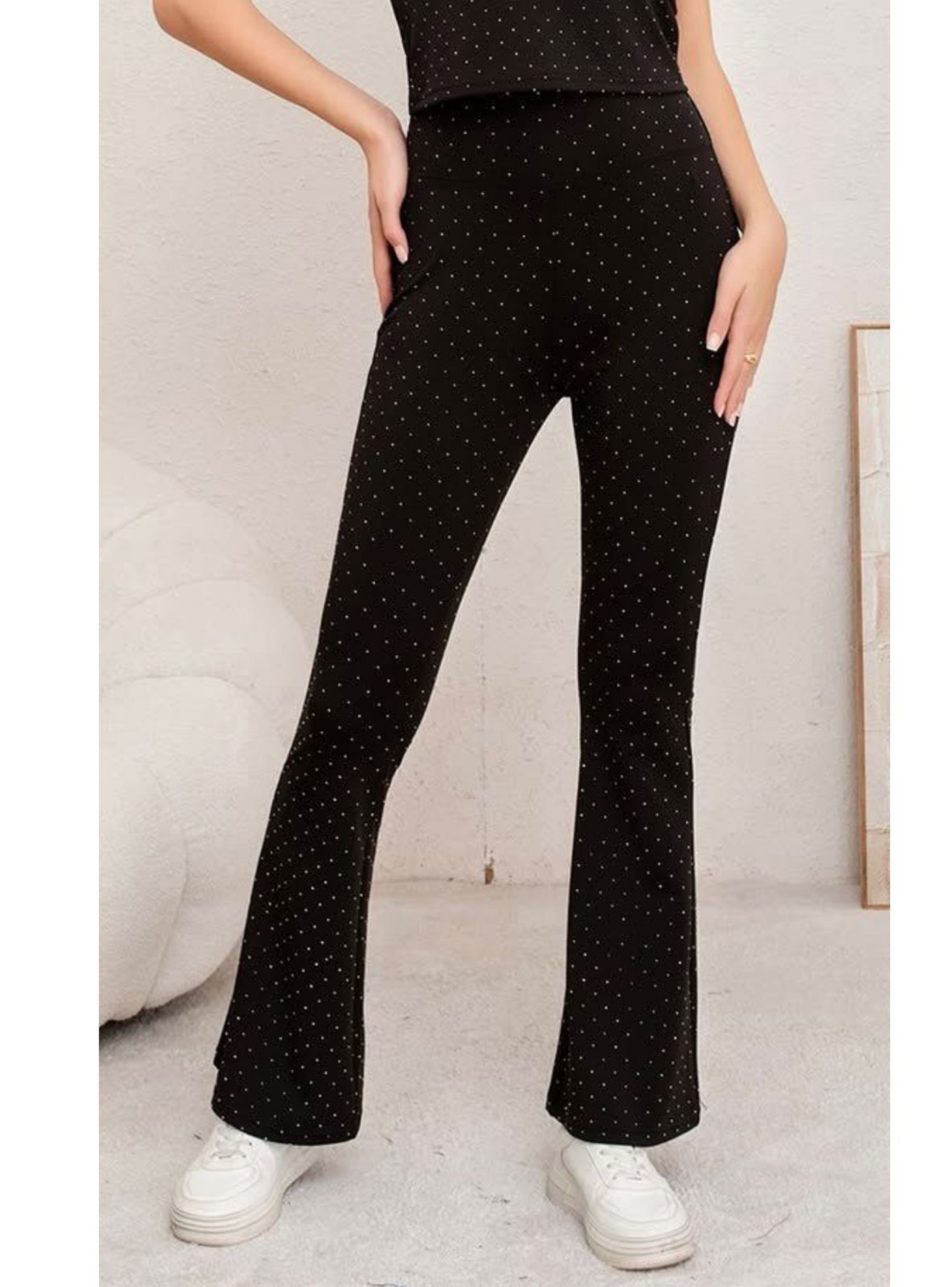 Conjunto Mujer 2 Piezas Polera Y Calza Full Brillos Tendencia 7037-2