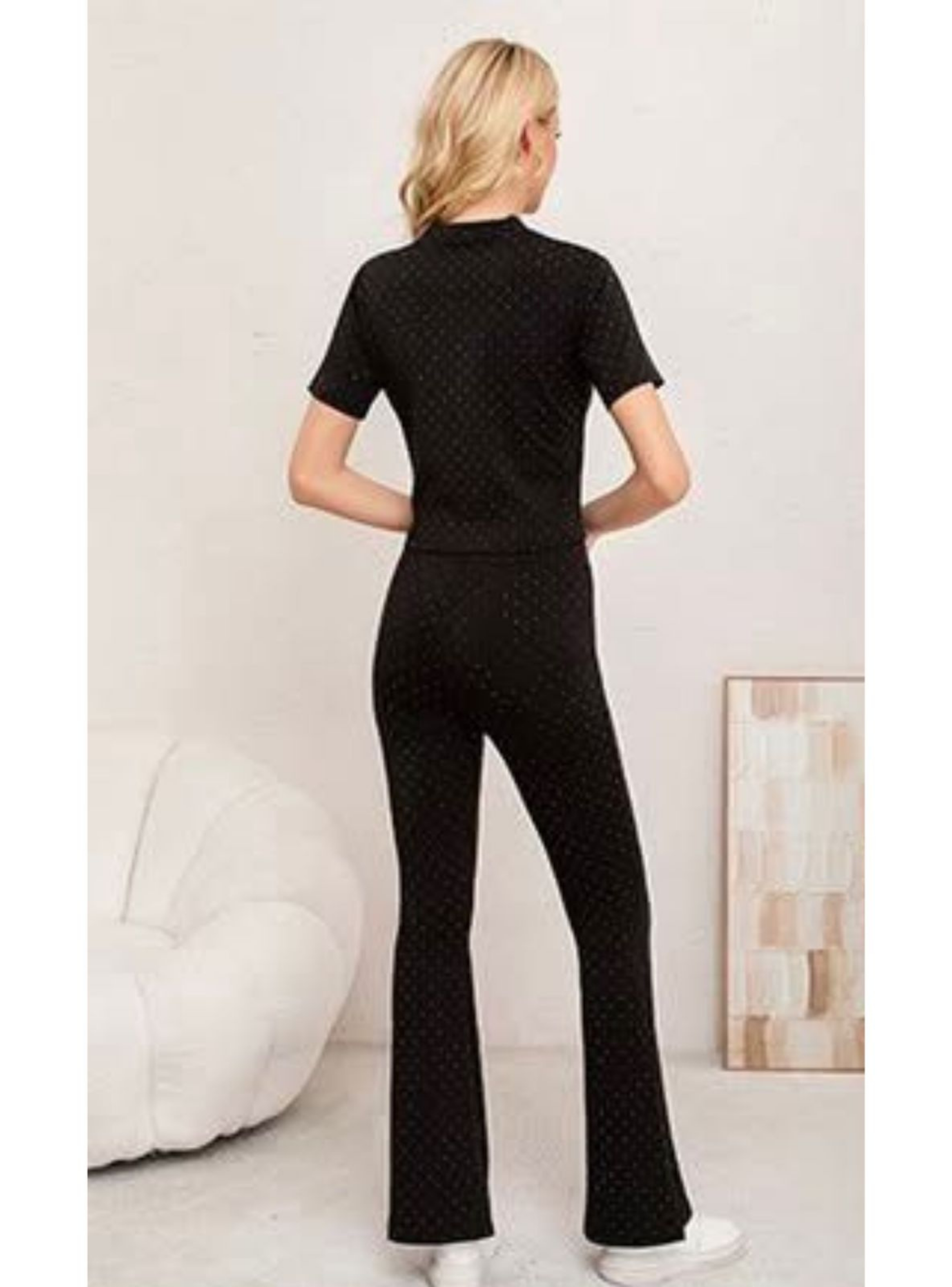 Conjunto Mujer 2 Piezas Polera Y Calza Full Brillos Tendencia 7037-3