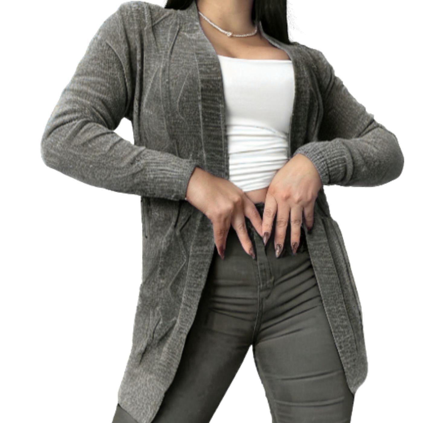 Tapado Mujer Chenille Toda Temporada Broche Colores Q755-1
