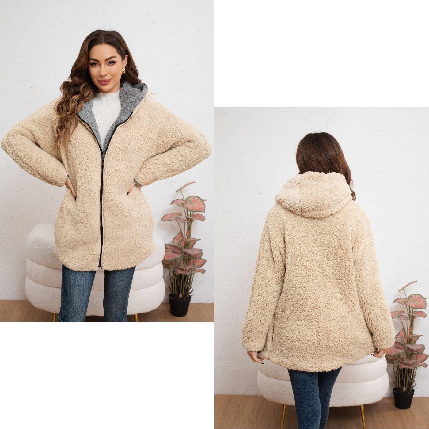 Chaqueta Mujer Reversible Peluda Invierno Calidad Premium 6072-4