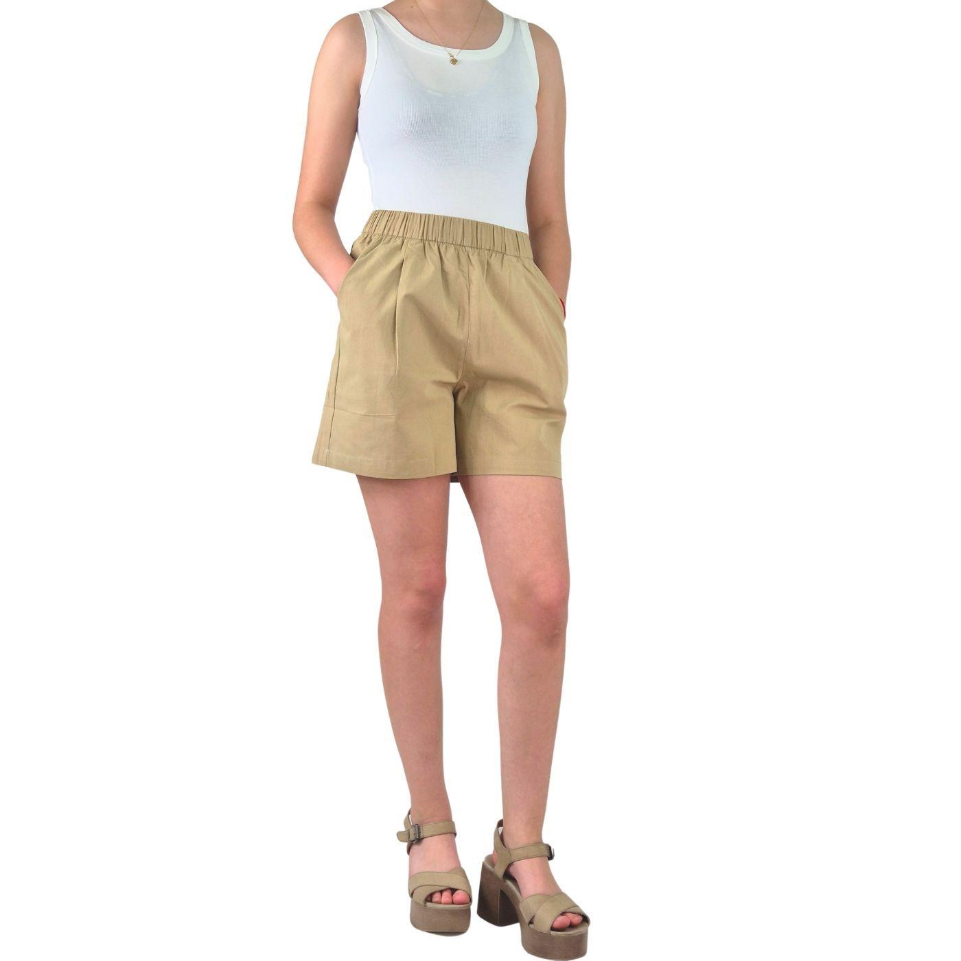 Short Mujer Premium Casual Formal Tela Algodon Lavado Tiro Alto 411-0