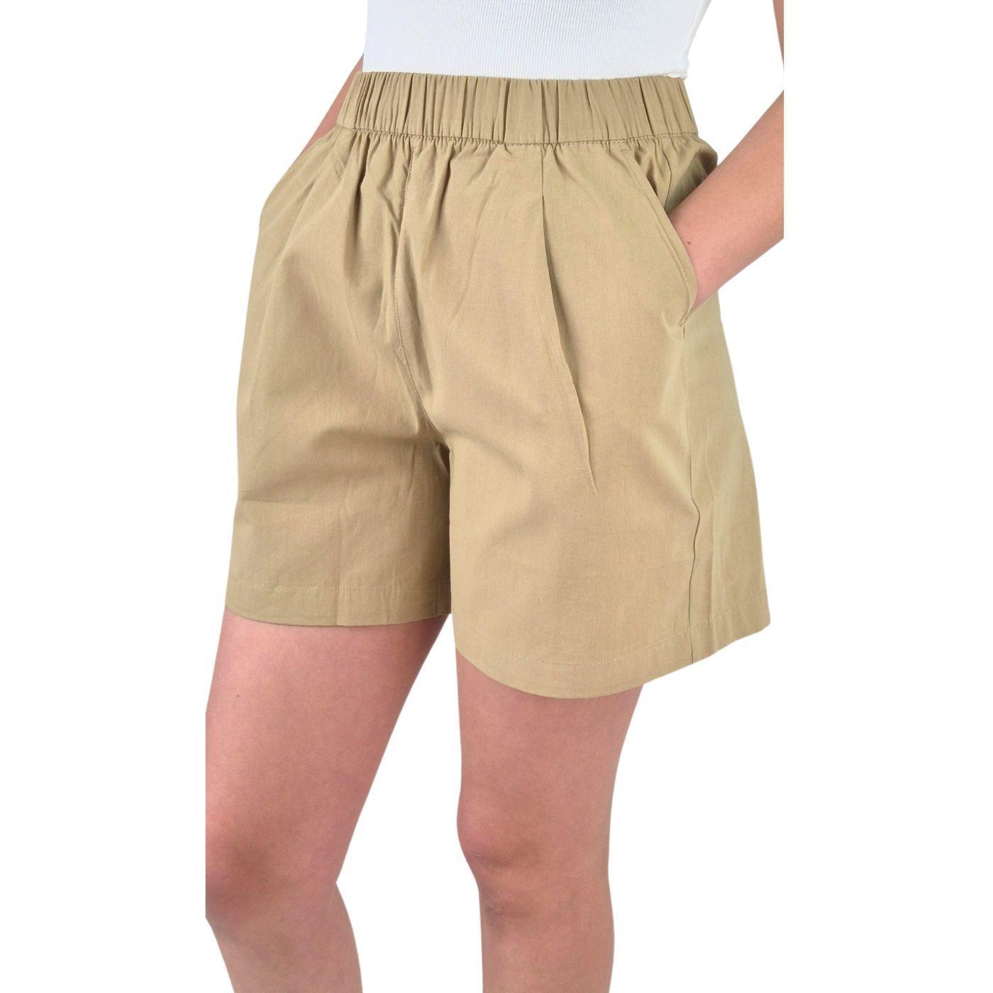 Short Mujer Premium Casual Formal Tela Algodon Lavado Tiro Alto 411-2