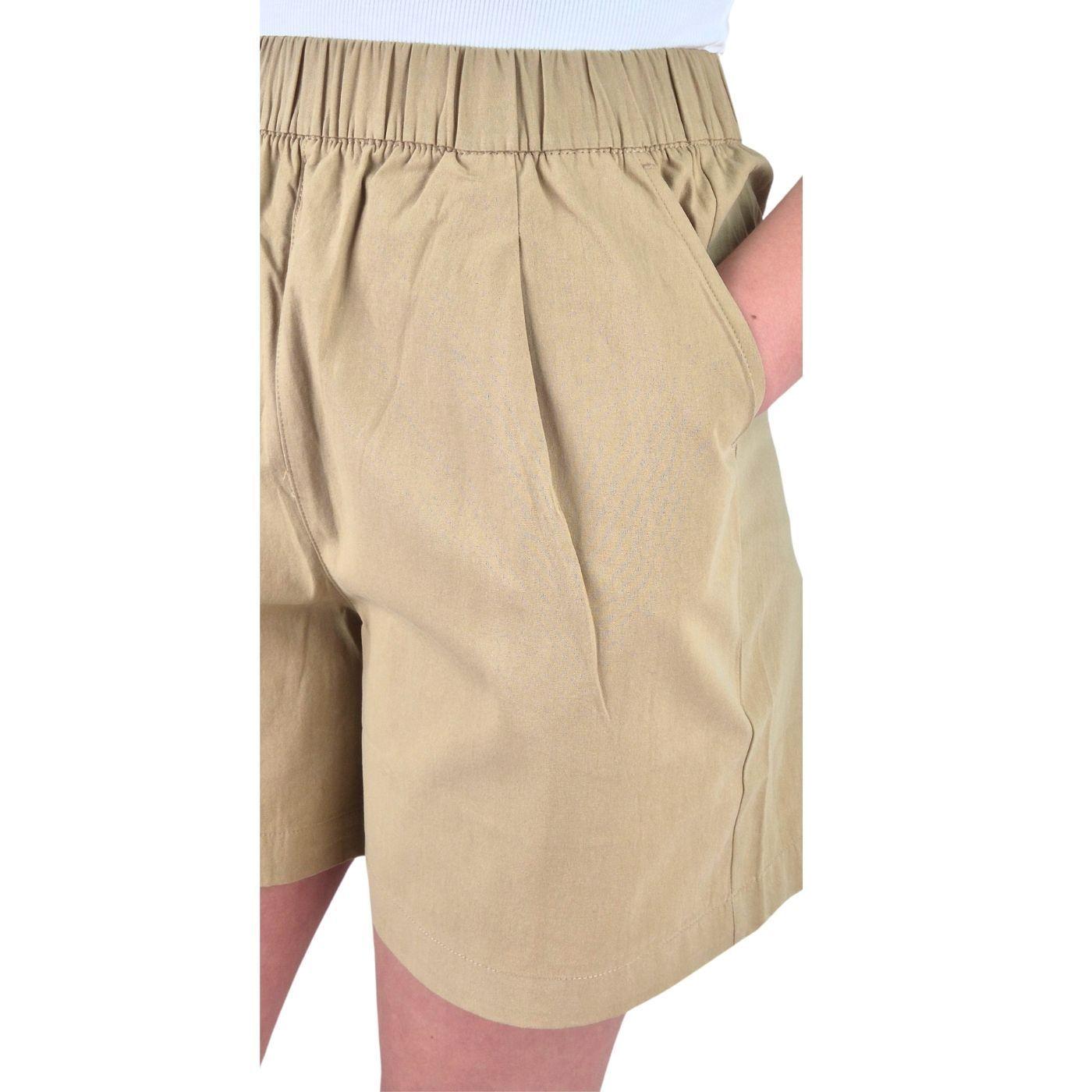 Short Mujer Premium Casual Formal Tela Algodon Lavado Tiro Alto 411-3