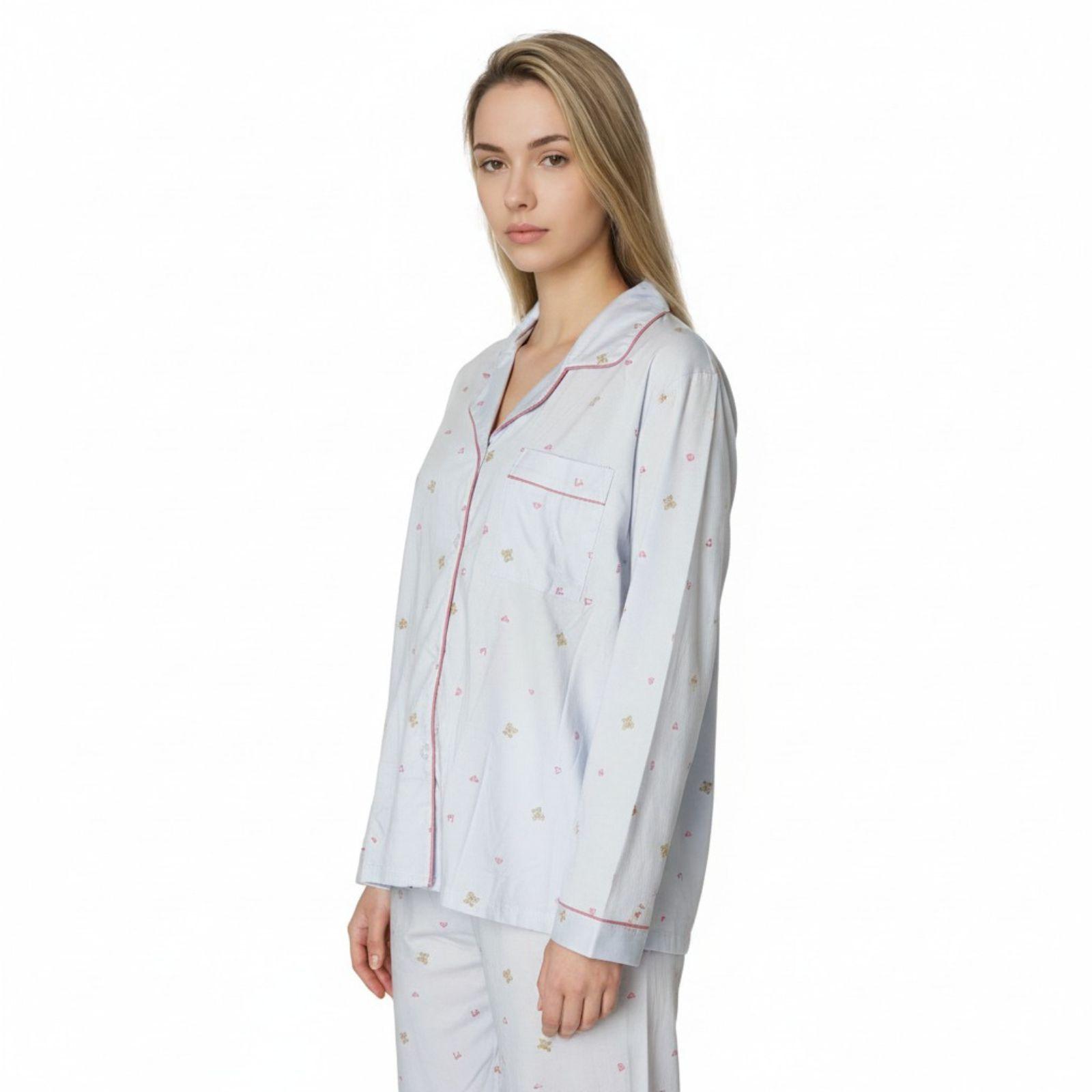 Pijama Mujer Manga Larga Botones Diseños Colores 107-2