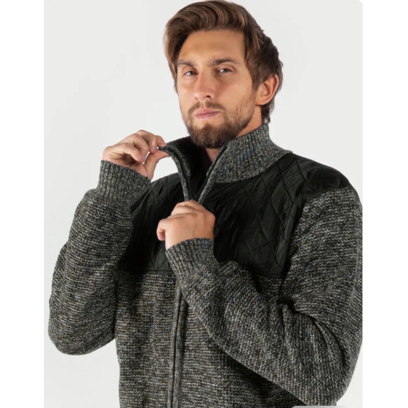 Sweater Algodón Chaqueta Forro Piel Cuello Alto Bolsillos Cierre 7175-1