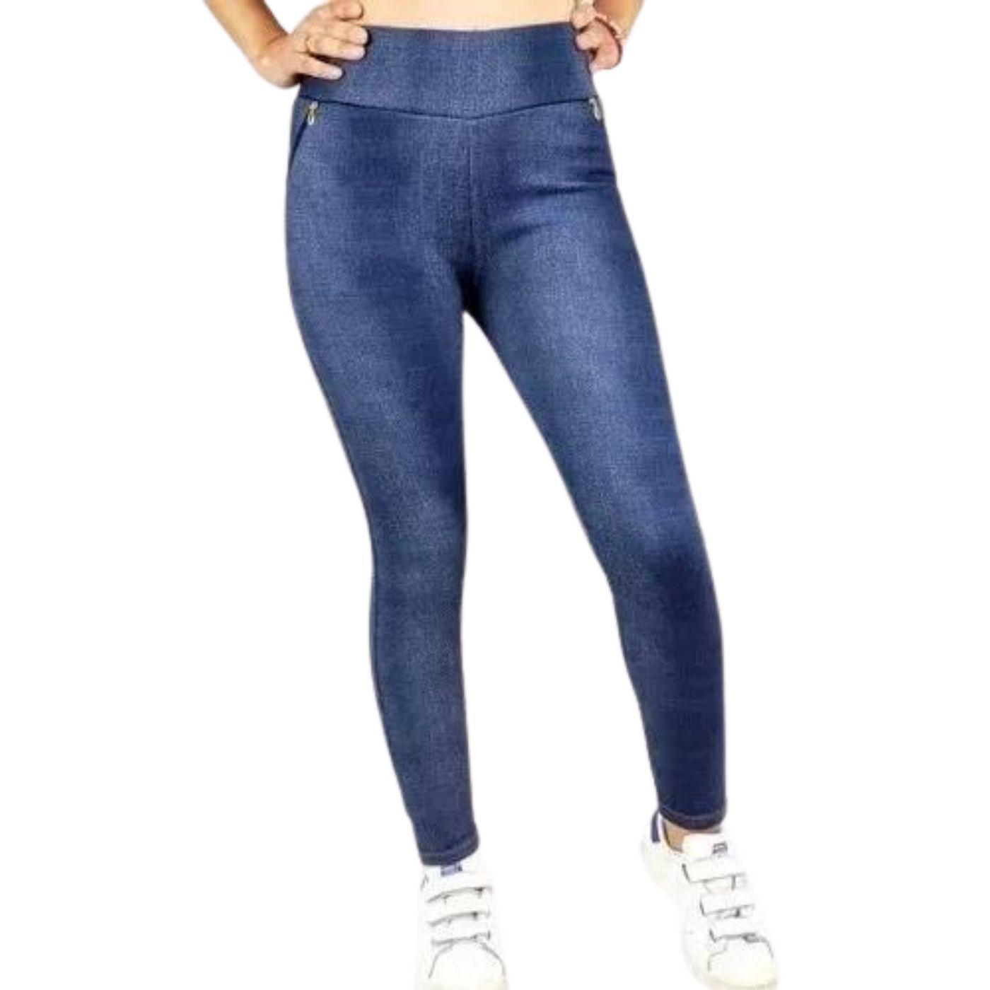 Pantalón Calza Tela Jeans Forro Piel Leggins Cierres 338-0