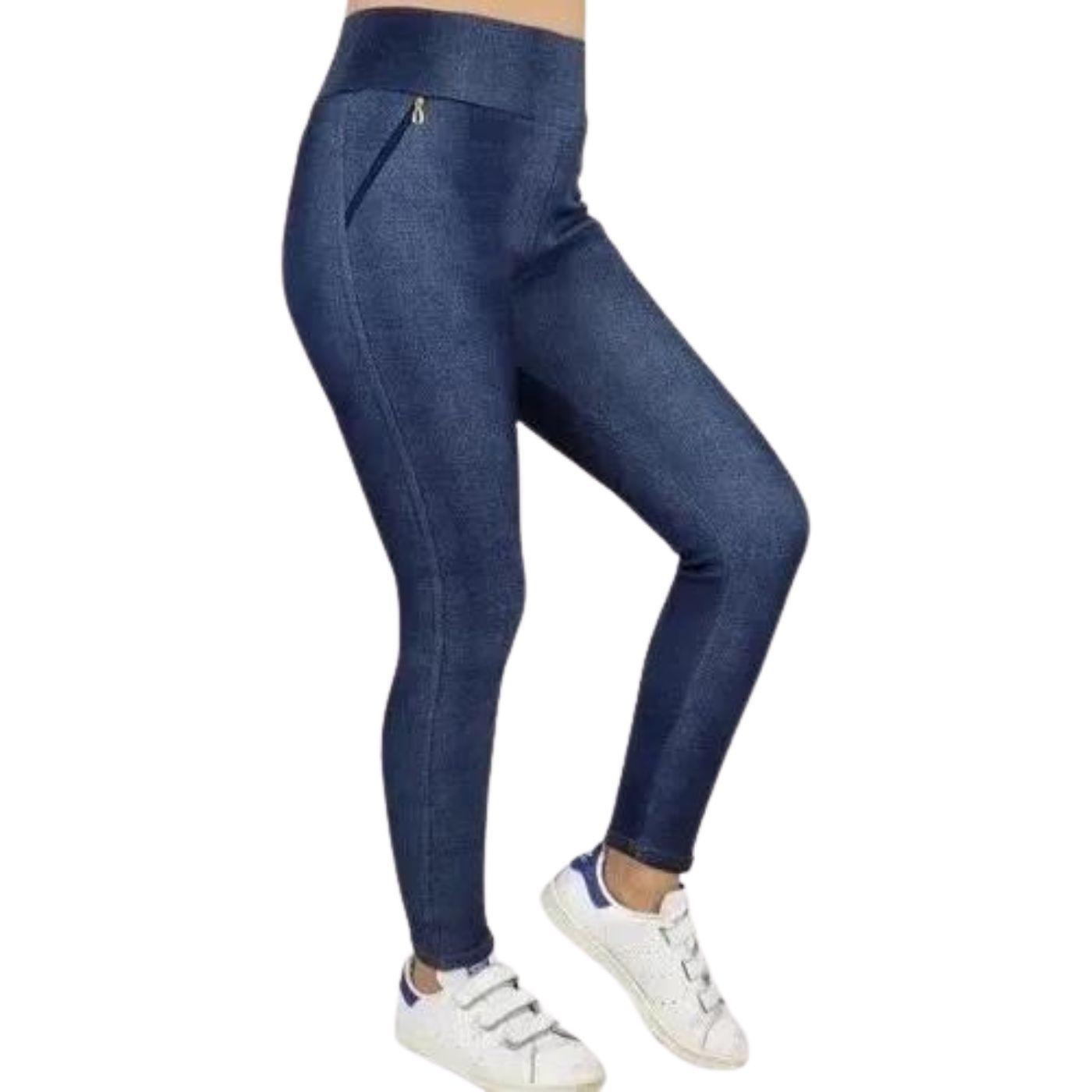 Pantalón Calza Tela Jeans Forro Piel Leggins Cierres 338-1
