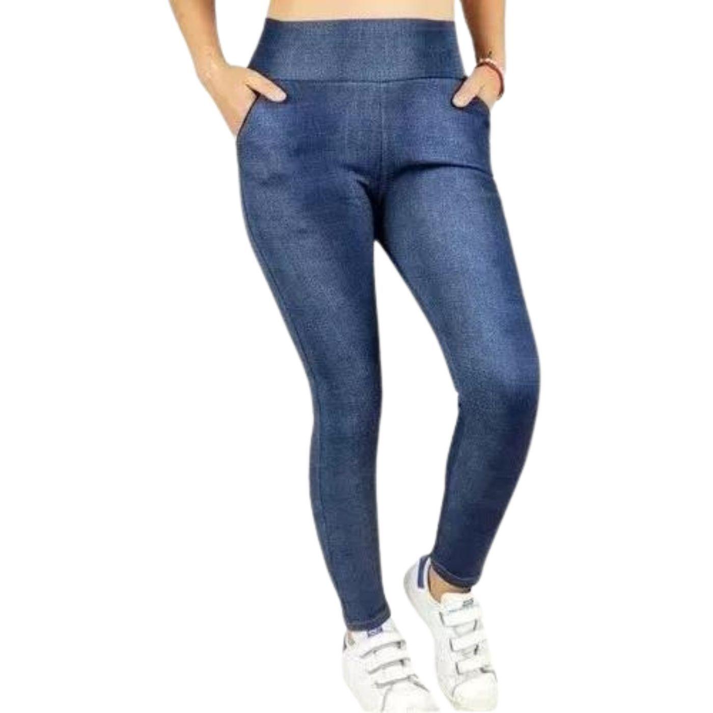 Pantalón Calza Tela Jeans Forro Piel Leggins Cierres 338-2