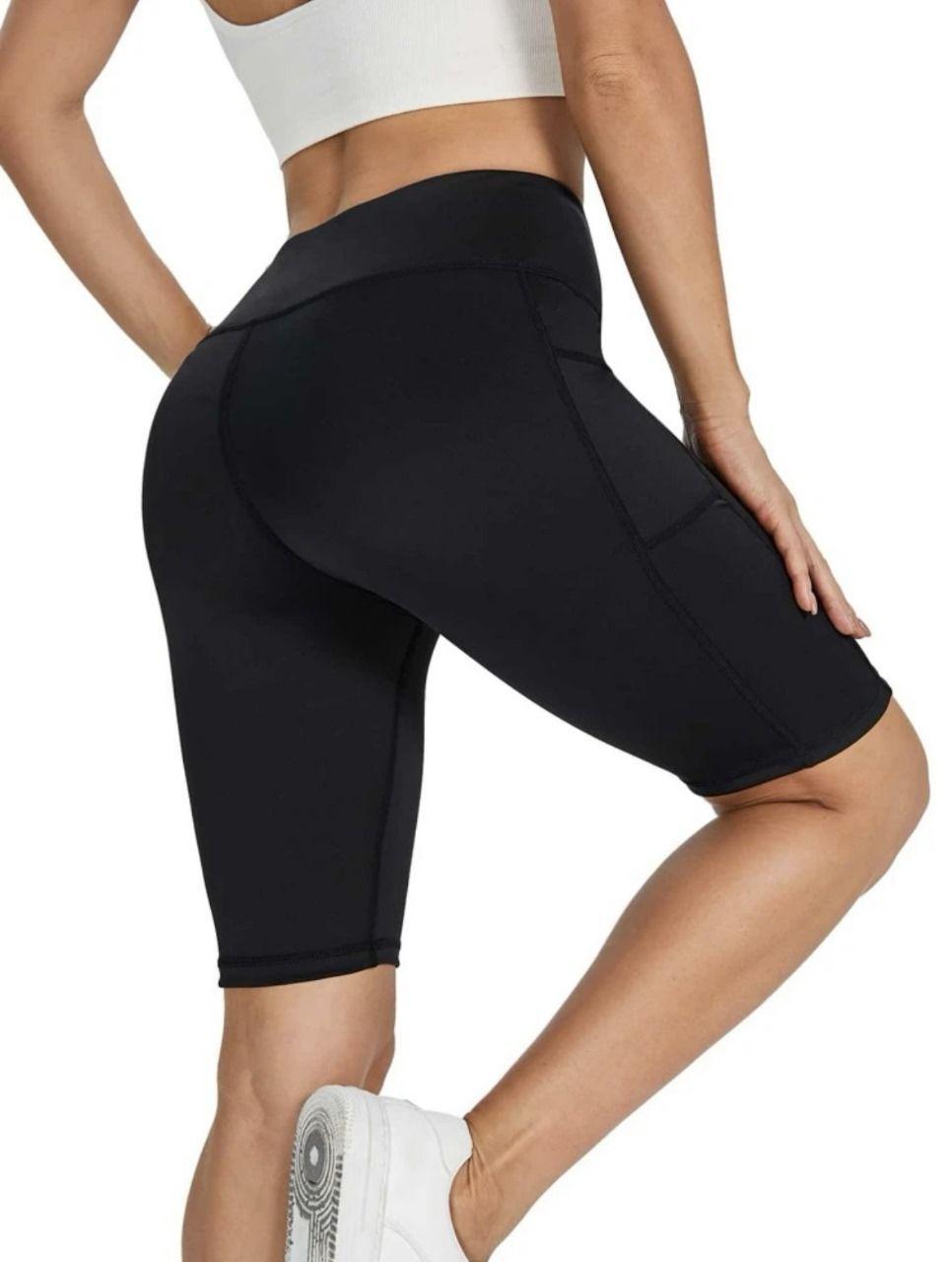 Calza Corta Deportiva Tiro Extra Alto Gym Running Bolsillo Lycra 012-3