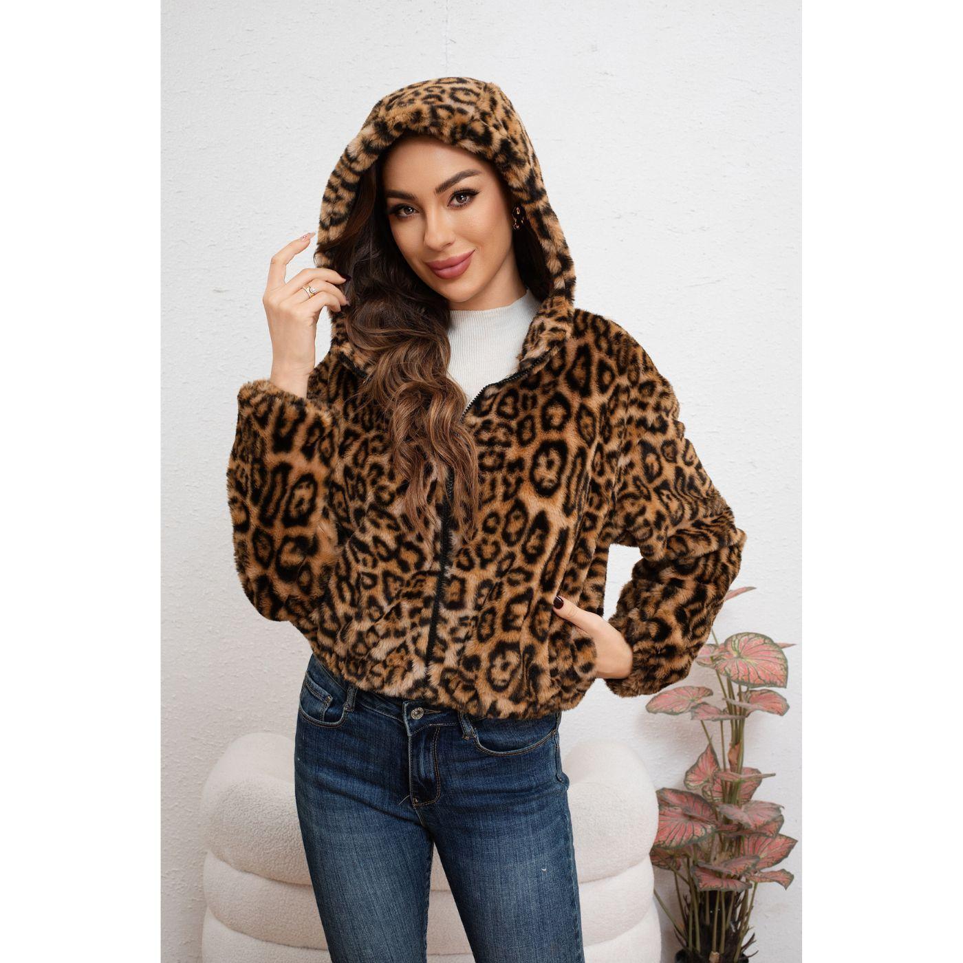 Chaqueta Corta Mujer Manga Larga Peluda Animal Print 6096-1