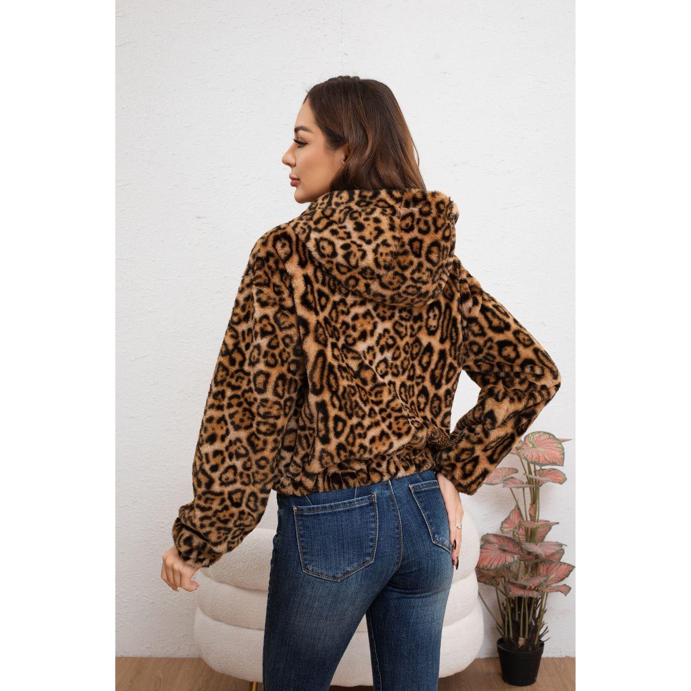 Chaqueta Corta Mujer Manga Larga Peluda Animal Print 6096-3