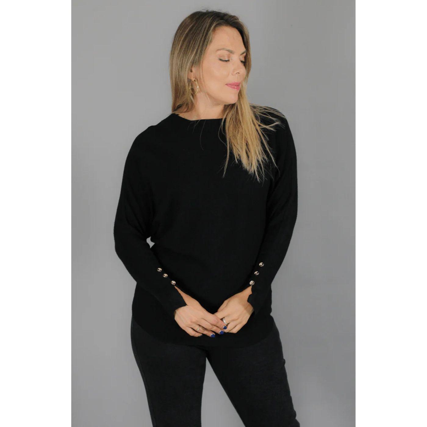 Sweater Mujer Manga Larga Murciélago Tejido Botones 6020-1