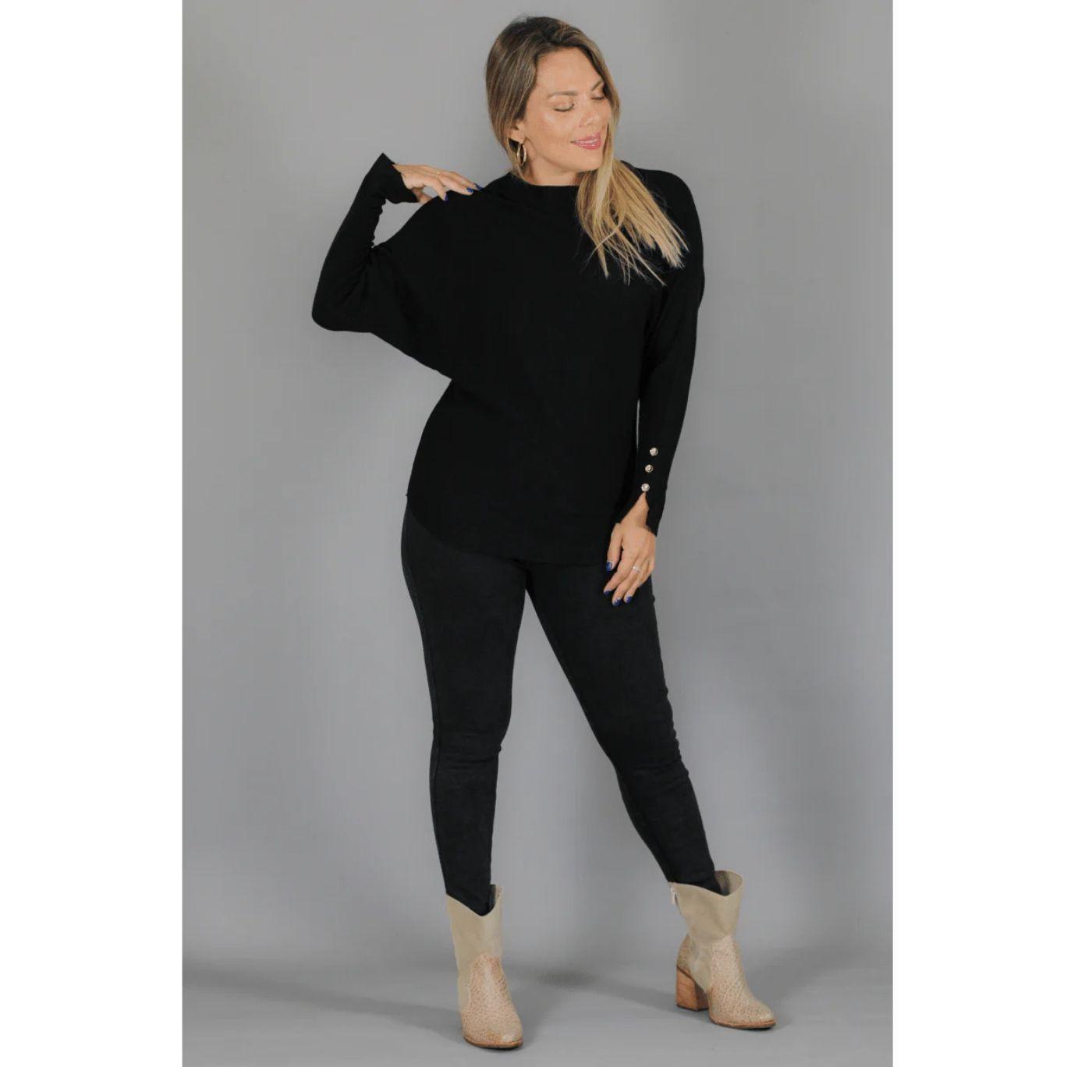 Sweater Mujer Manga Larga Murciélago Tejido Botones 6020-2