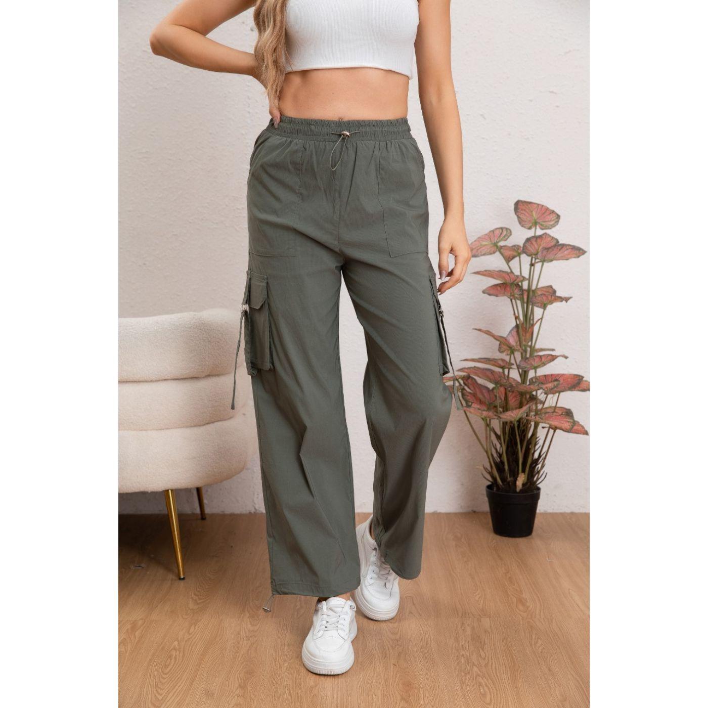 Pantalon Mujer Cargo Recto Ancho Tendencia 0106-2