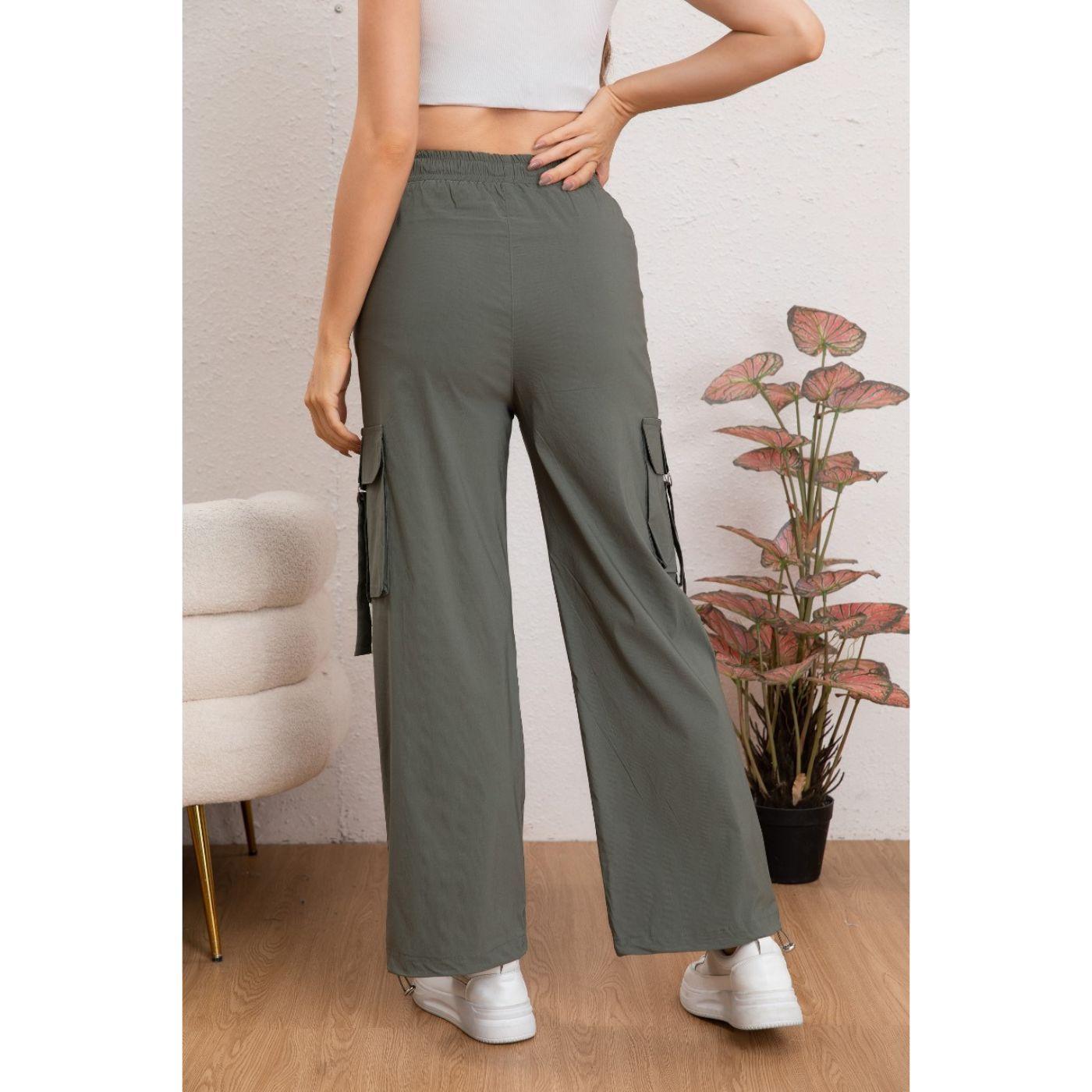 Pantalon Mujer Cargo Recto Ancho Tendencia 0106-3