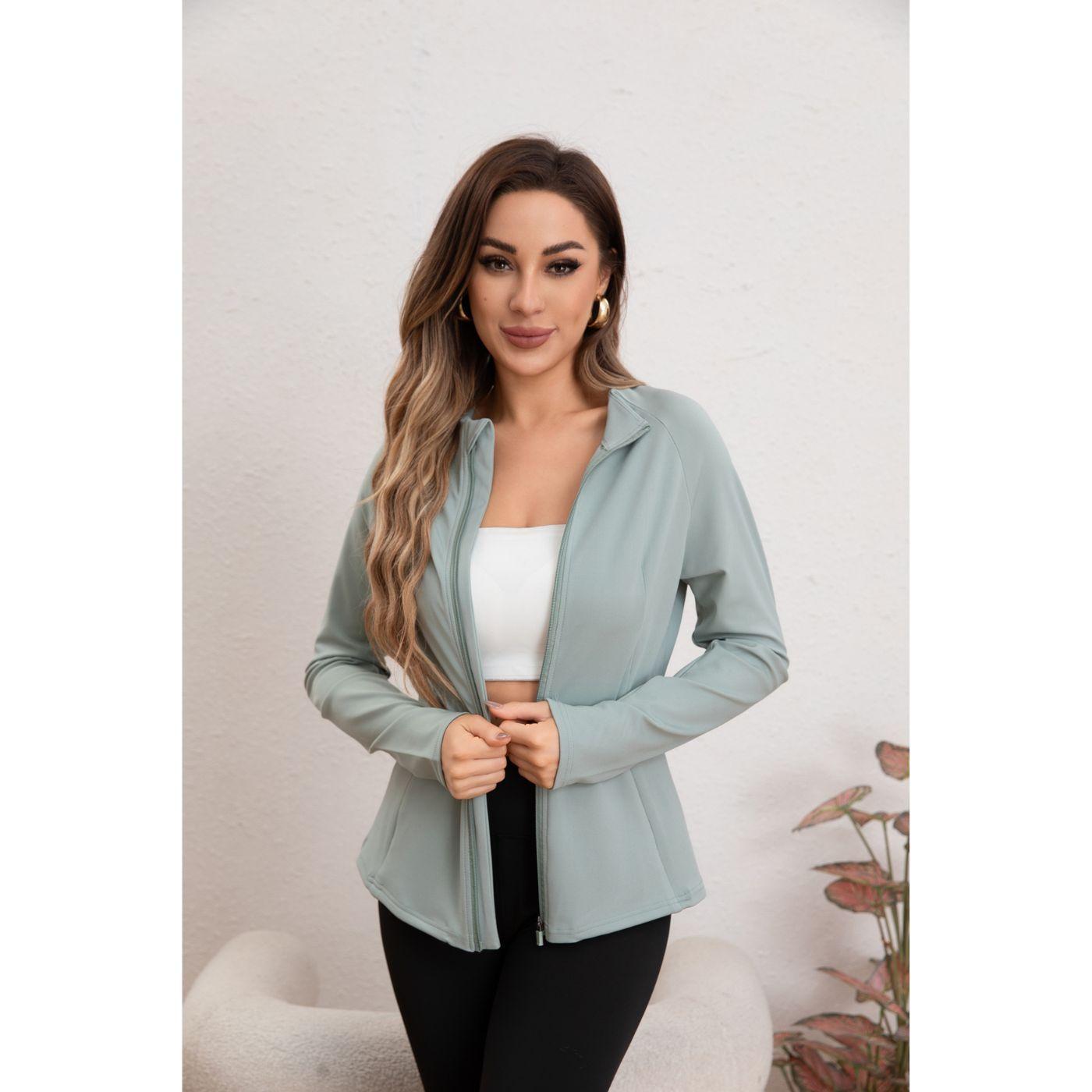 Poleron Deportivo Mujer Elasticado Corte Entallado Cierre 017-2