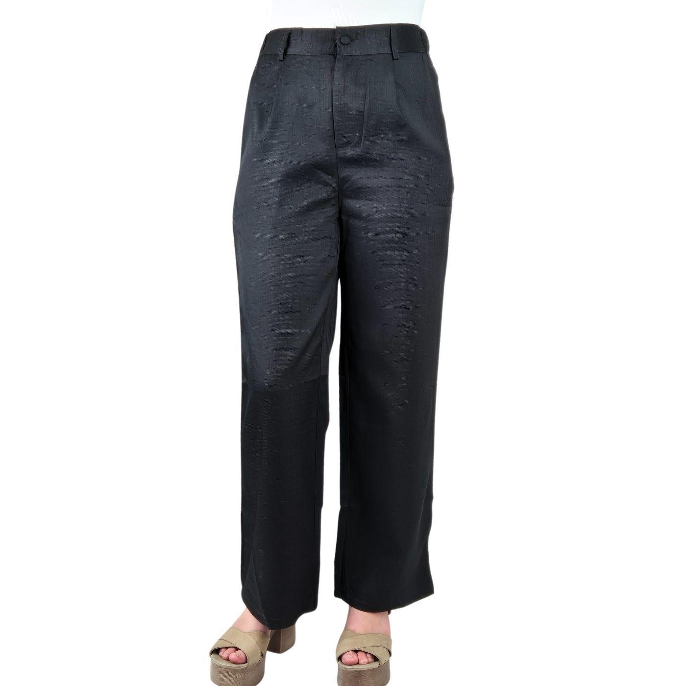 Pantalón Vestir Semi Formal Tipo Lino Recto Casual Tiro Alto 096-3