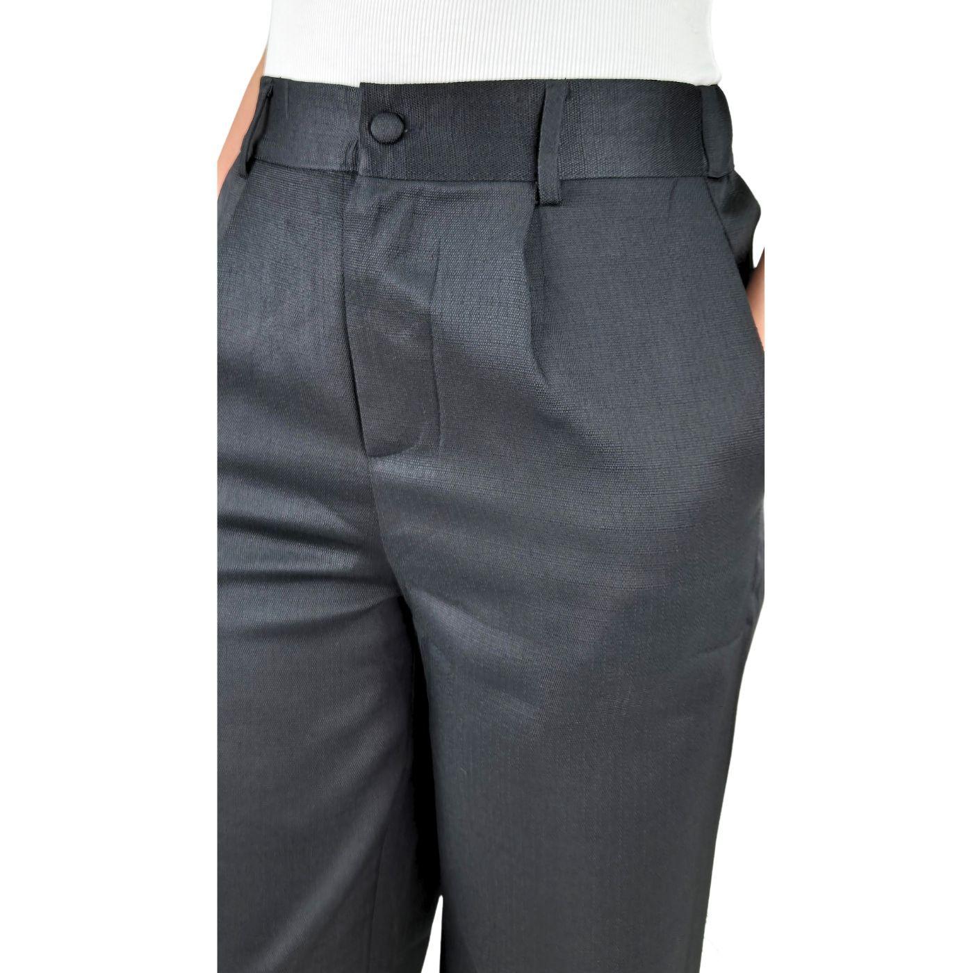 Pantalón Vestir Semi Formal Tipo Lino Recto Casual Tiro Alto 096-4