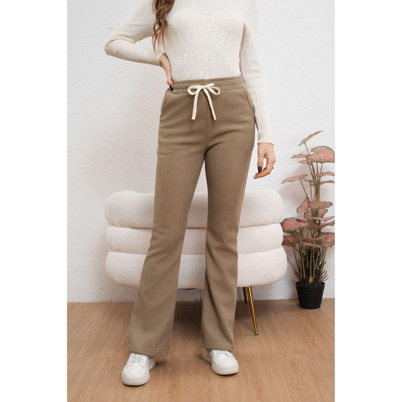 Pantalón Calza Flare Invierno Mujer Forro Frisado Acanalada 7131-1