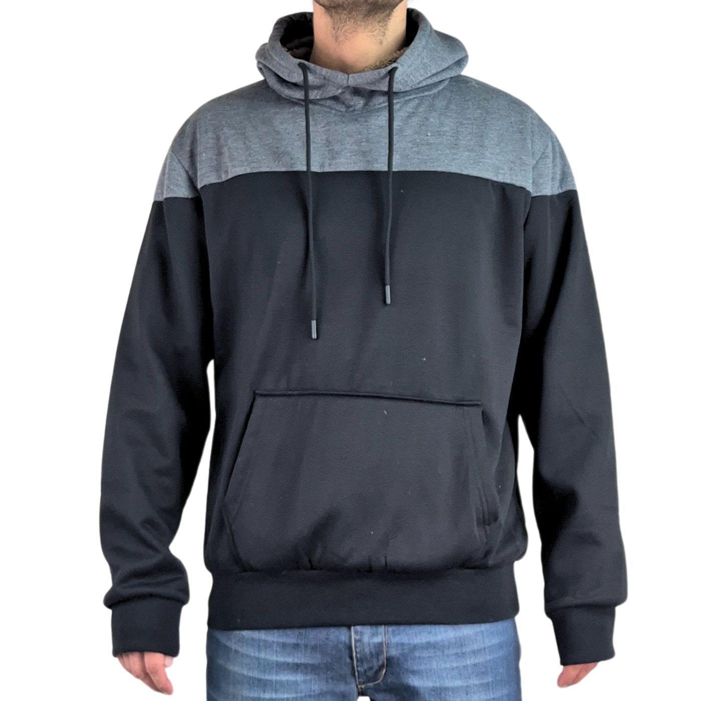 Polerón Canguro Hombre Invierno Frisado Con Gorro Bi-Color 0220-3